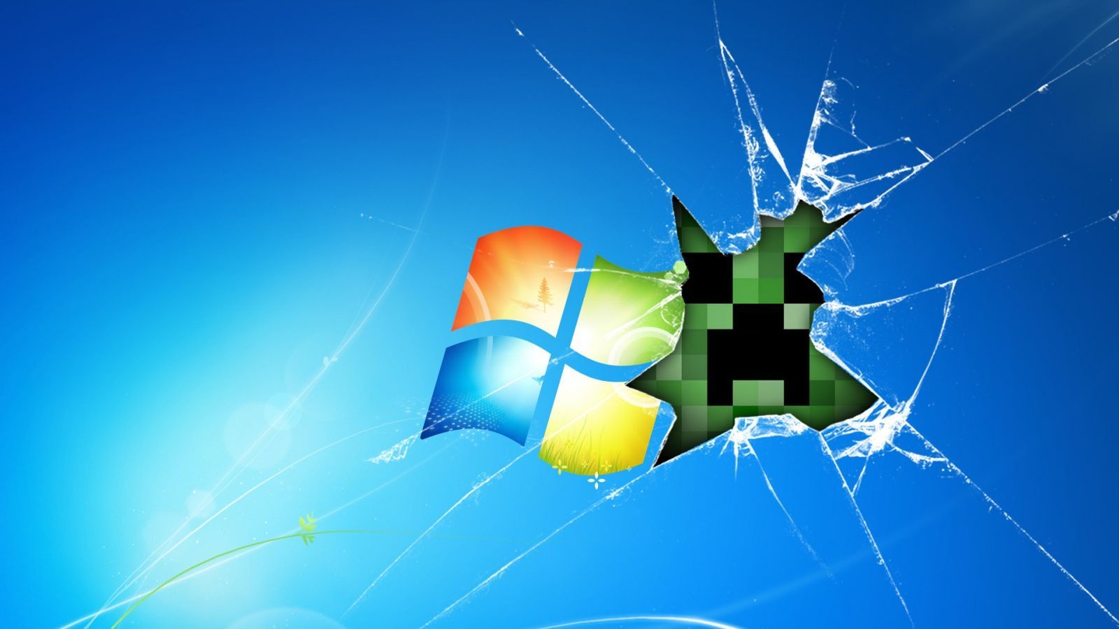 Creeper Minecraft schermo rotto Windows, sistema operativo Microsoft, 1600x900 HD Ready, Desktop