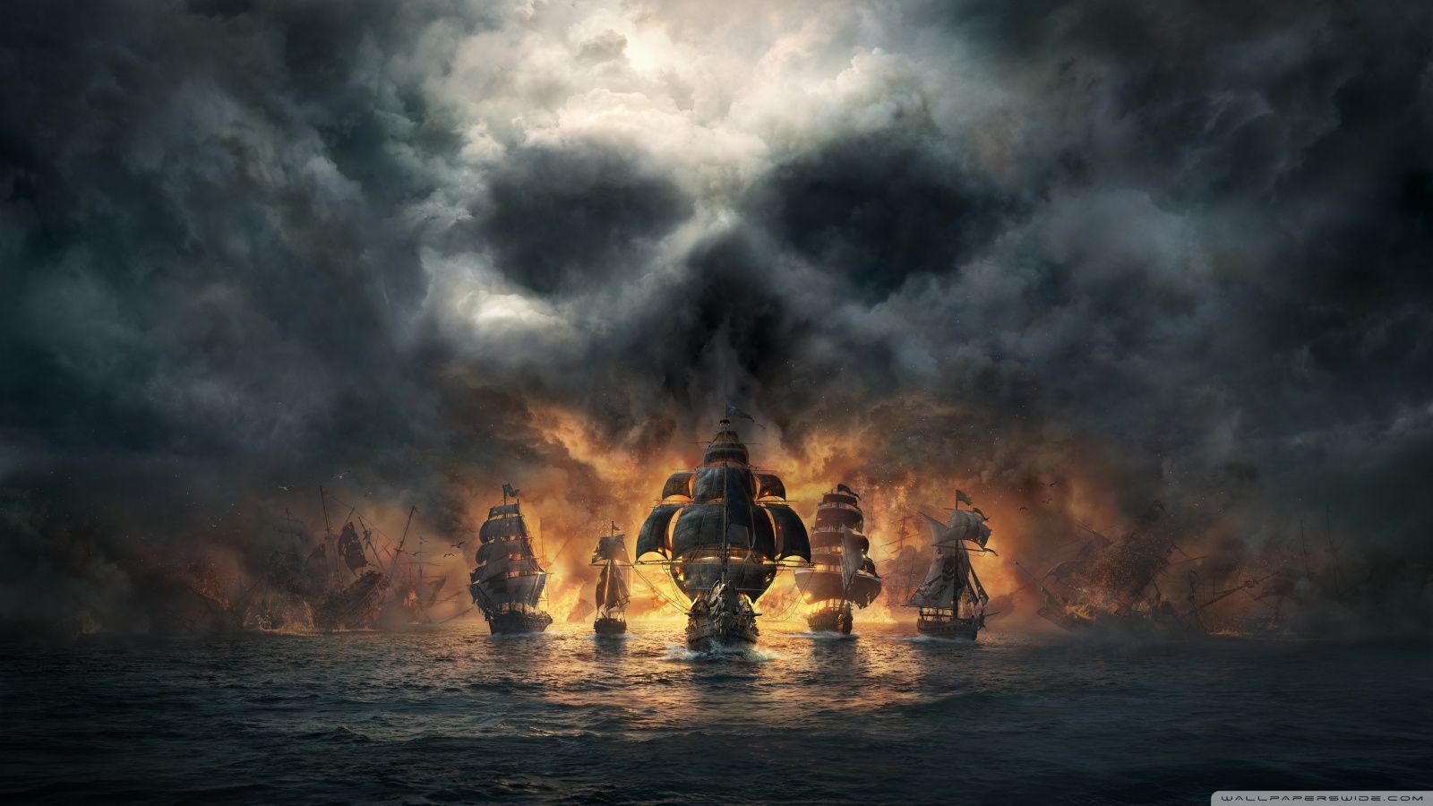 Navi pirata teschio nuvole, 1600x900 HD Ready, Laptop