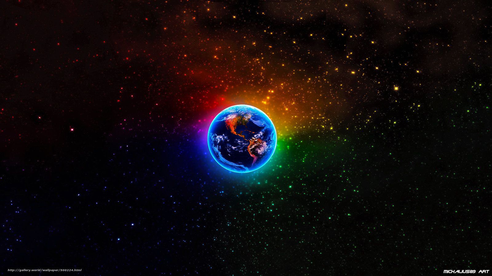Pianeta Terra spazio arcobaleno, 1600x900 HD Ready, Desktop