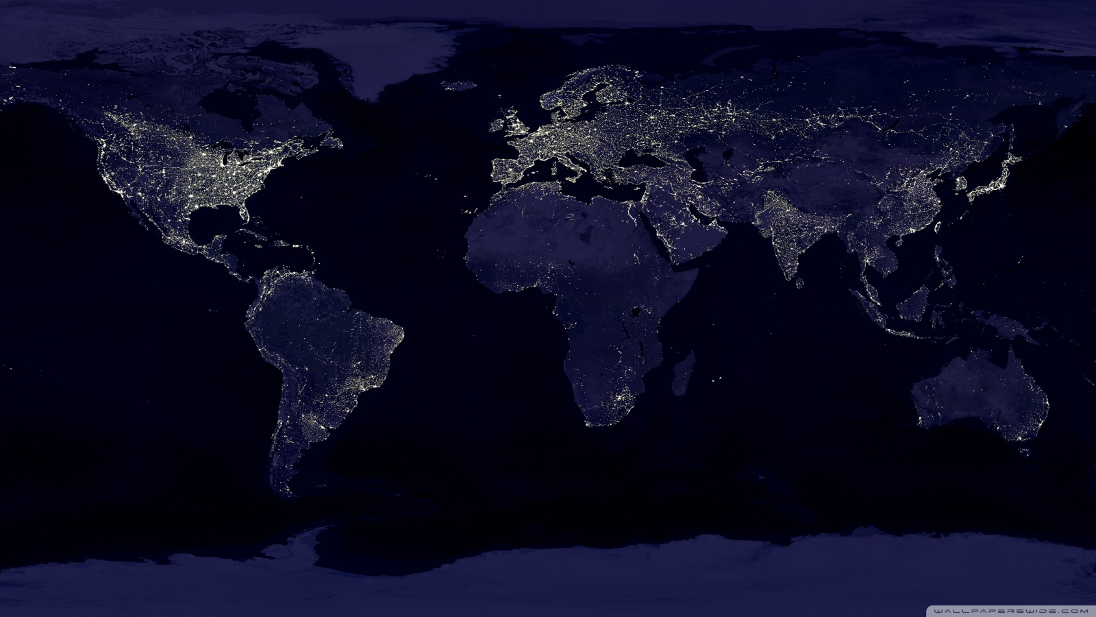 Terra vista da satellite di notte, 1600x900 HD, PC Desktop