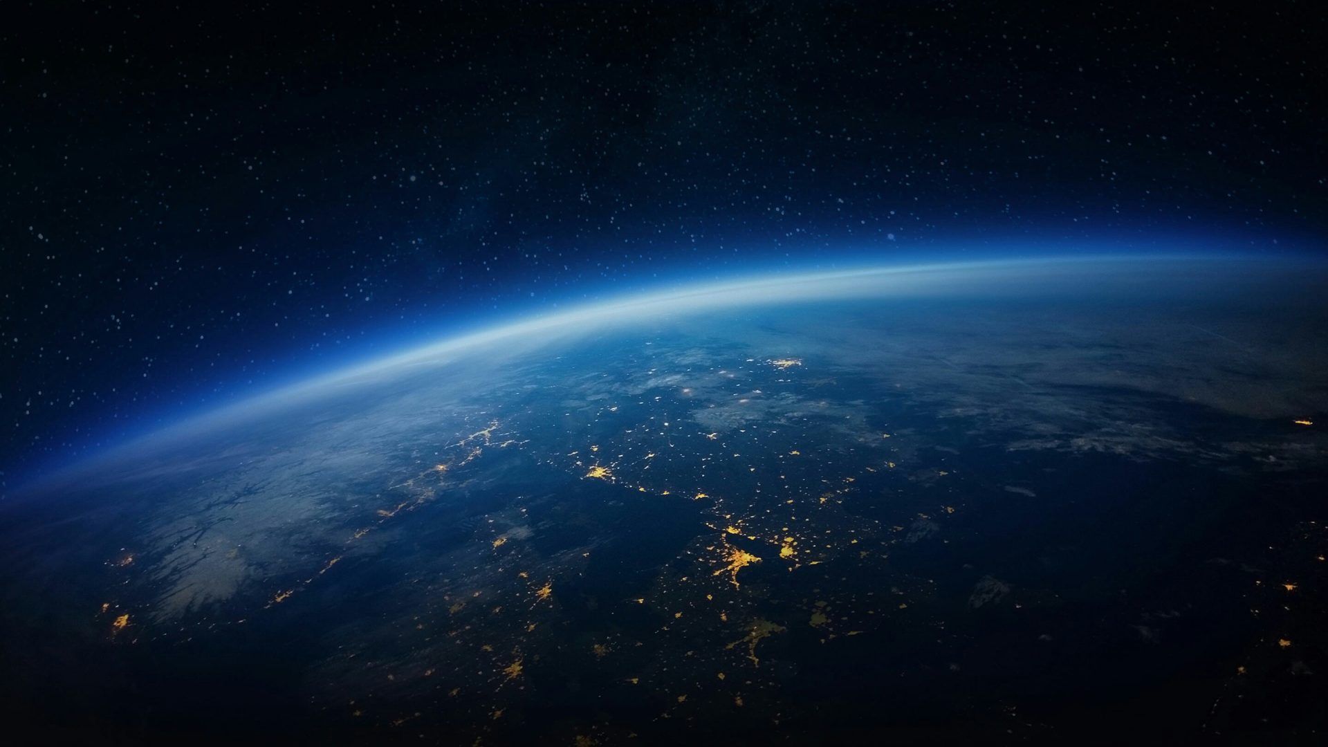 Terra vista dallo spazio, notte, 1600x900 HD Ready, Desktop