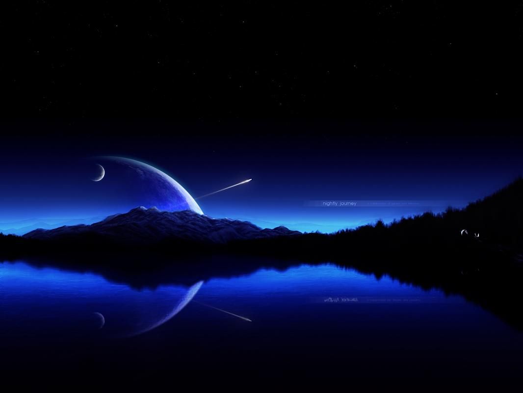Paesaggio notturno con pianeta e lago, sfondi per Desktop, 1066x800 HD, PC