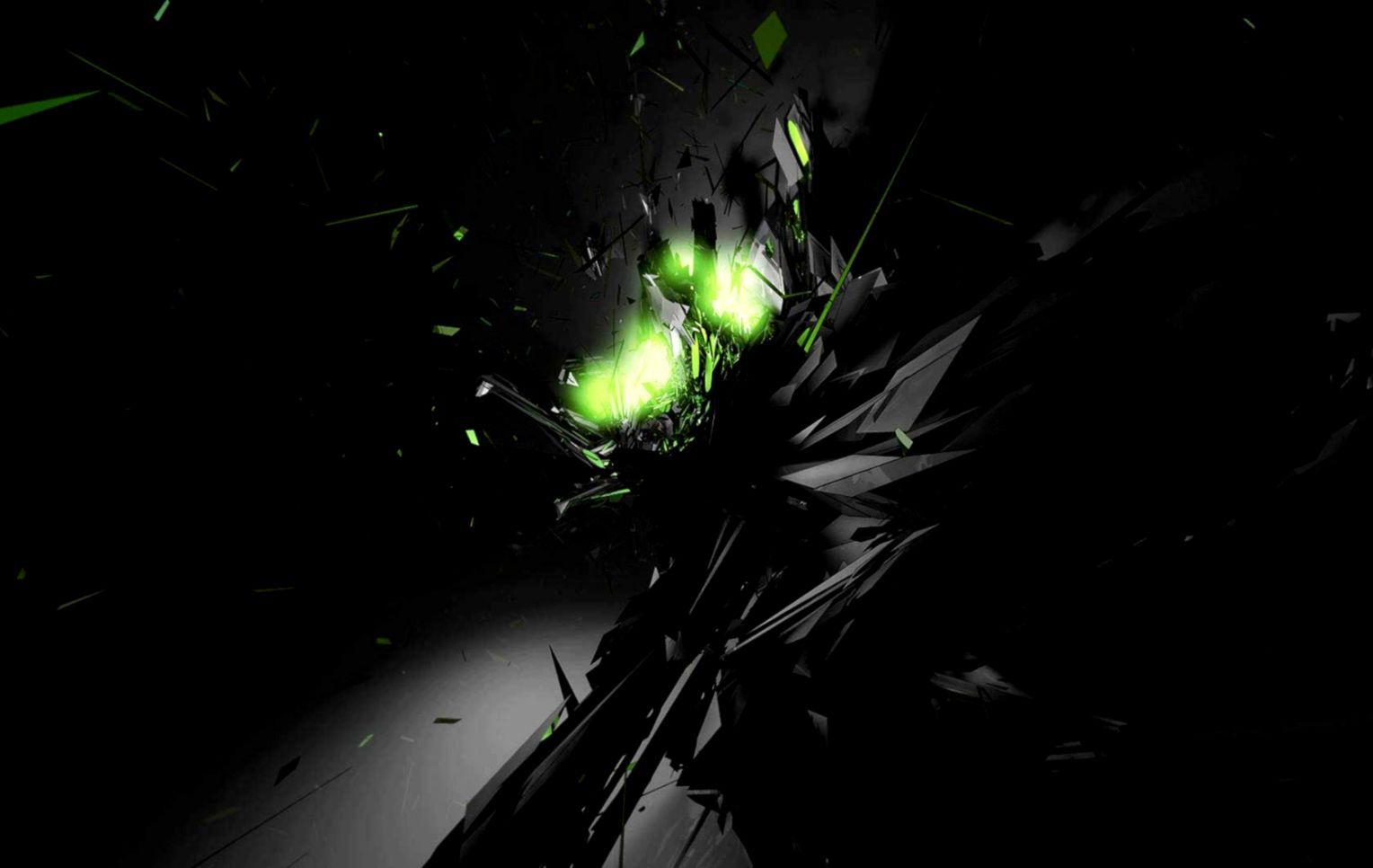 Frammenti neri esplosione luce verde, sfondi per Desktop, 1528x966 720p, PC