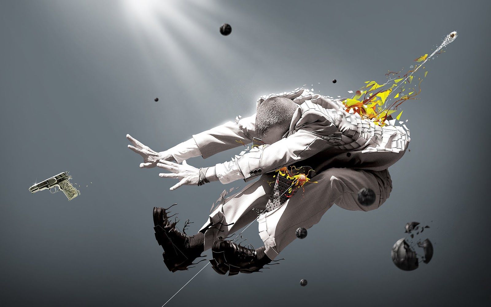 Astronauta che esplode nello spazio, 1600x1000 HD Ready, Monitor Gaming