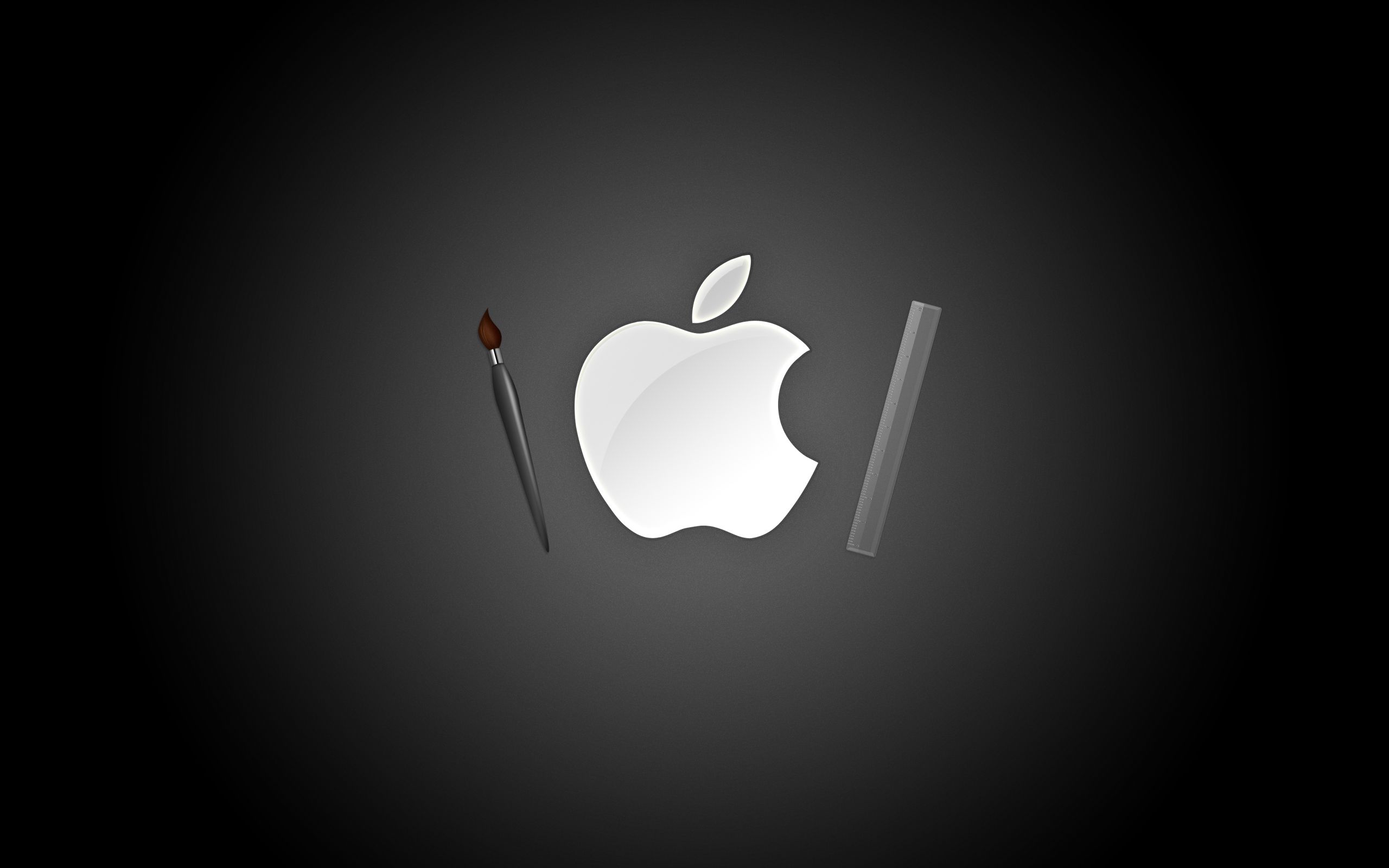 Logo Apple sfondo nero, azienda tech, 2560x1600 2K+, Desktop