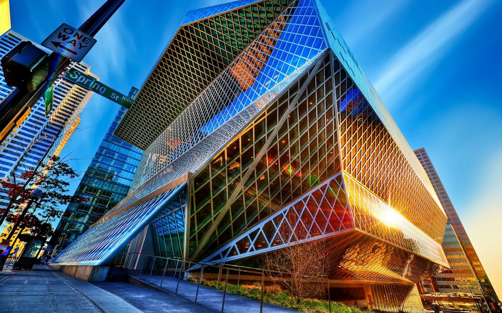 Biblioteca centrale Seattle architettura, 1920x1200 Full HD+ WUXGA, Desktop