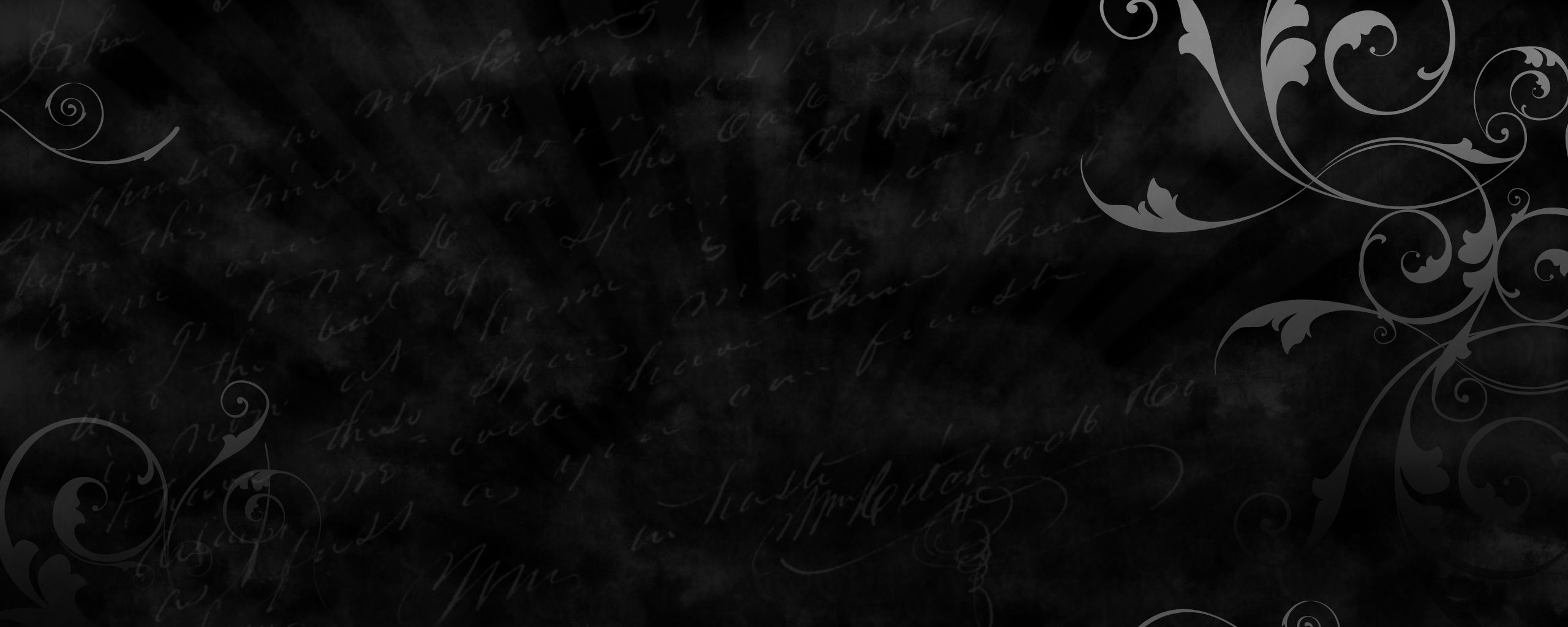 Sfondo nero decorato ornamenti floreali, 2560x1024 Panoramico, Desktop