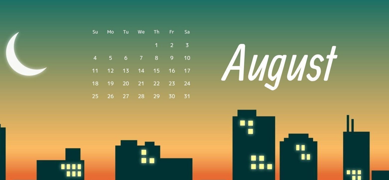 Calendario agosto orso disegnato, 3948x2248 4K, Smart TV 4K