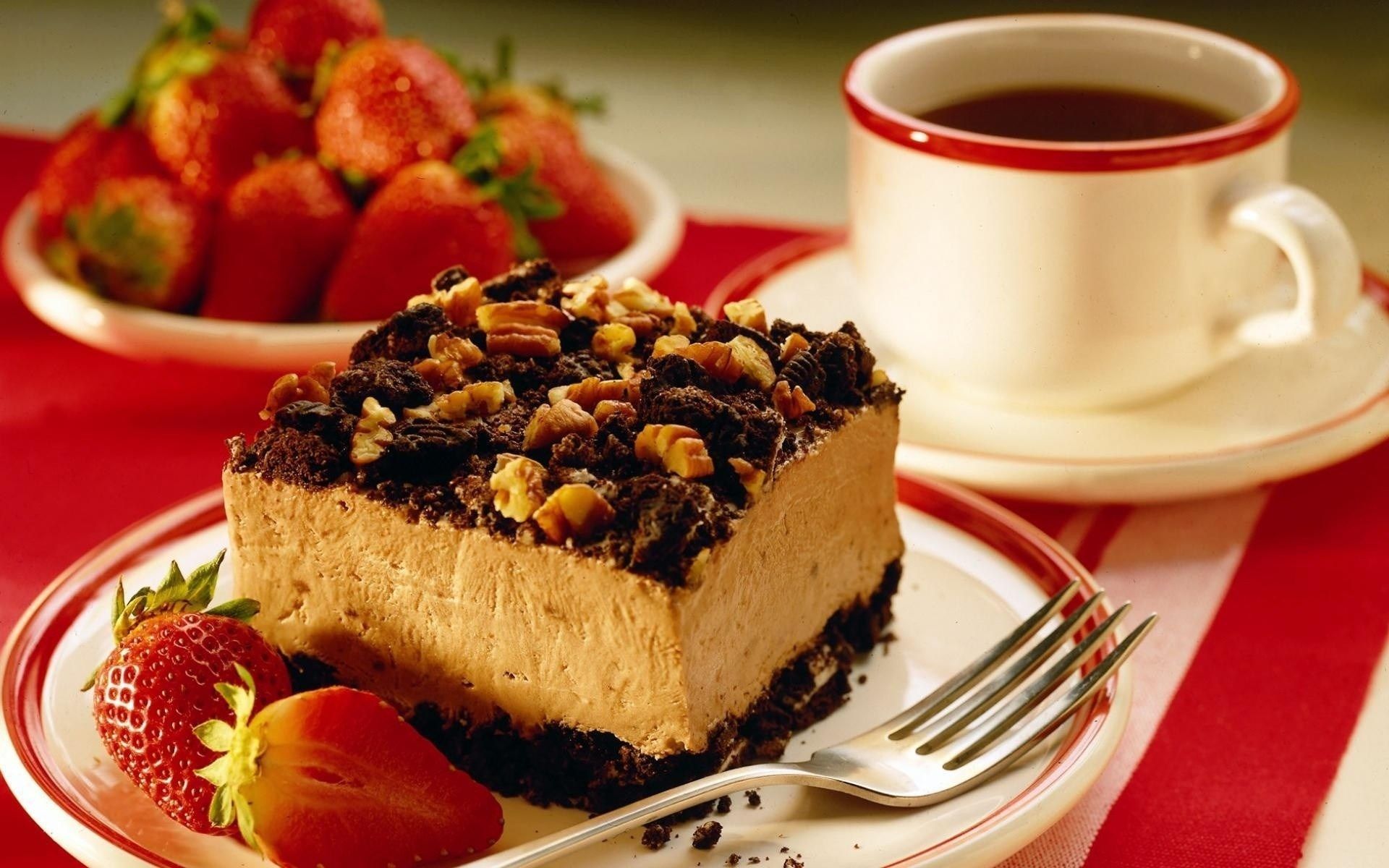 Cheesecake al caffè con fragole, 1920x1200 WUXGA, PC