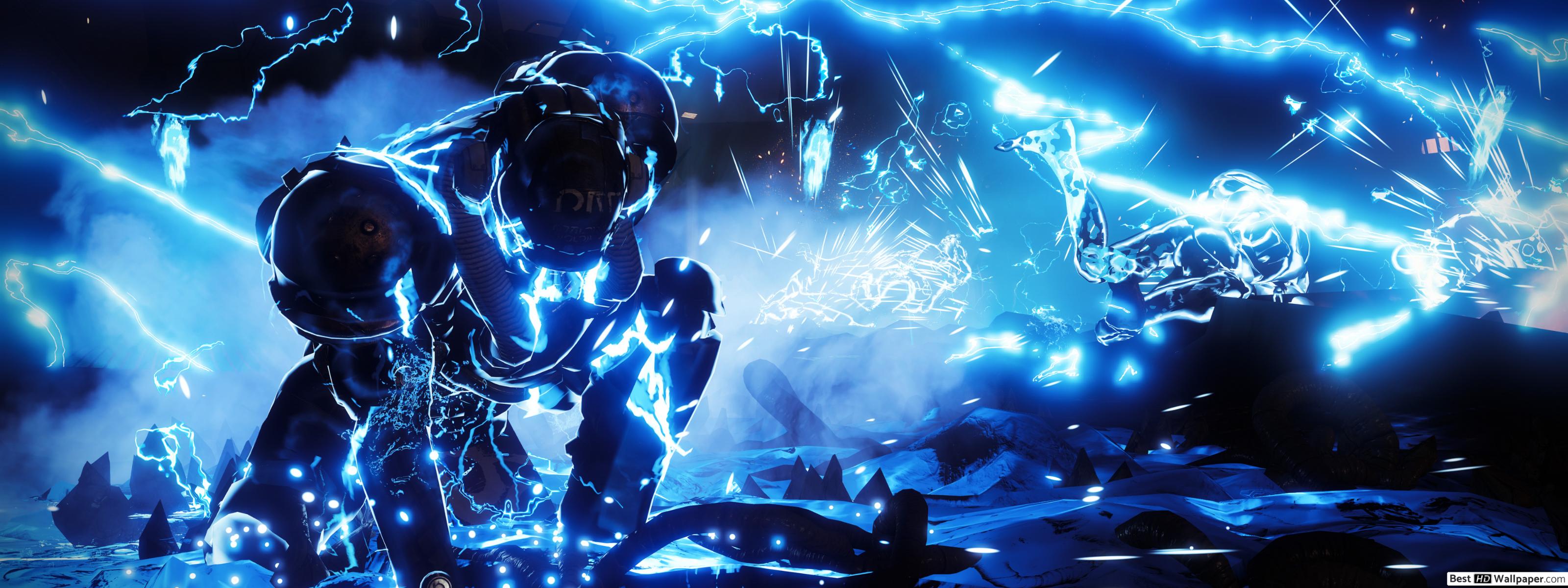 Guardiano Destiny 2 energia blu, 3200x1200 Ultrawide, Dual Monitor