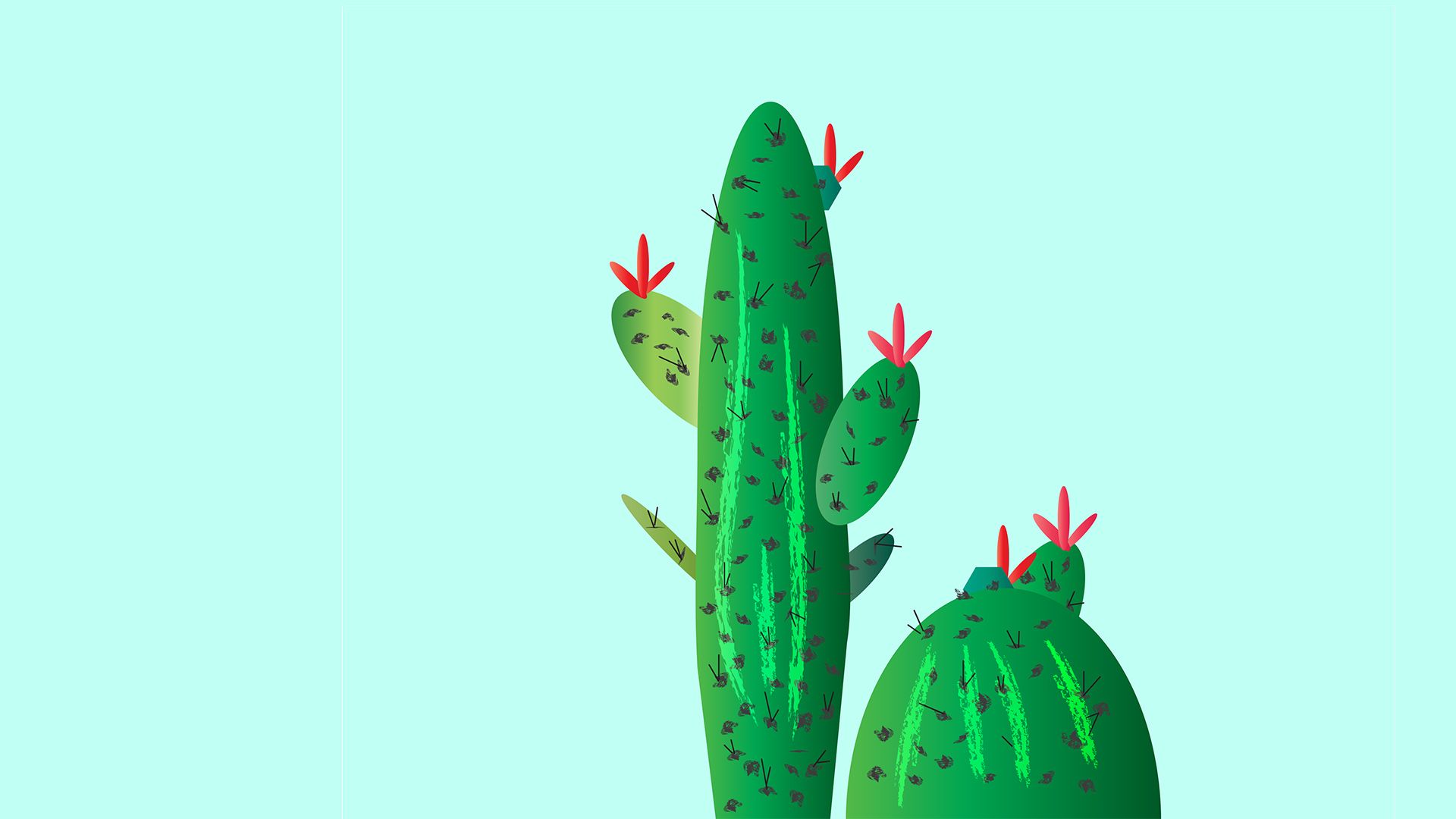 Cactus verdi con uccellini rossi, 1920x1080 Full HD 1080p, Monitor Gaming