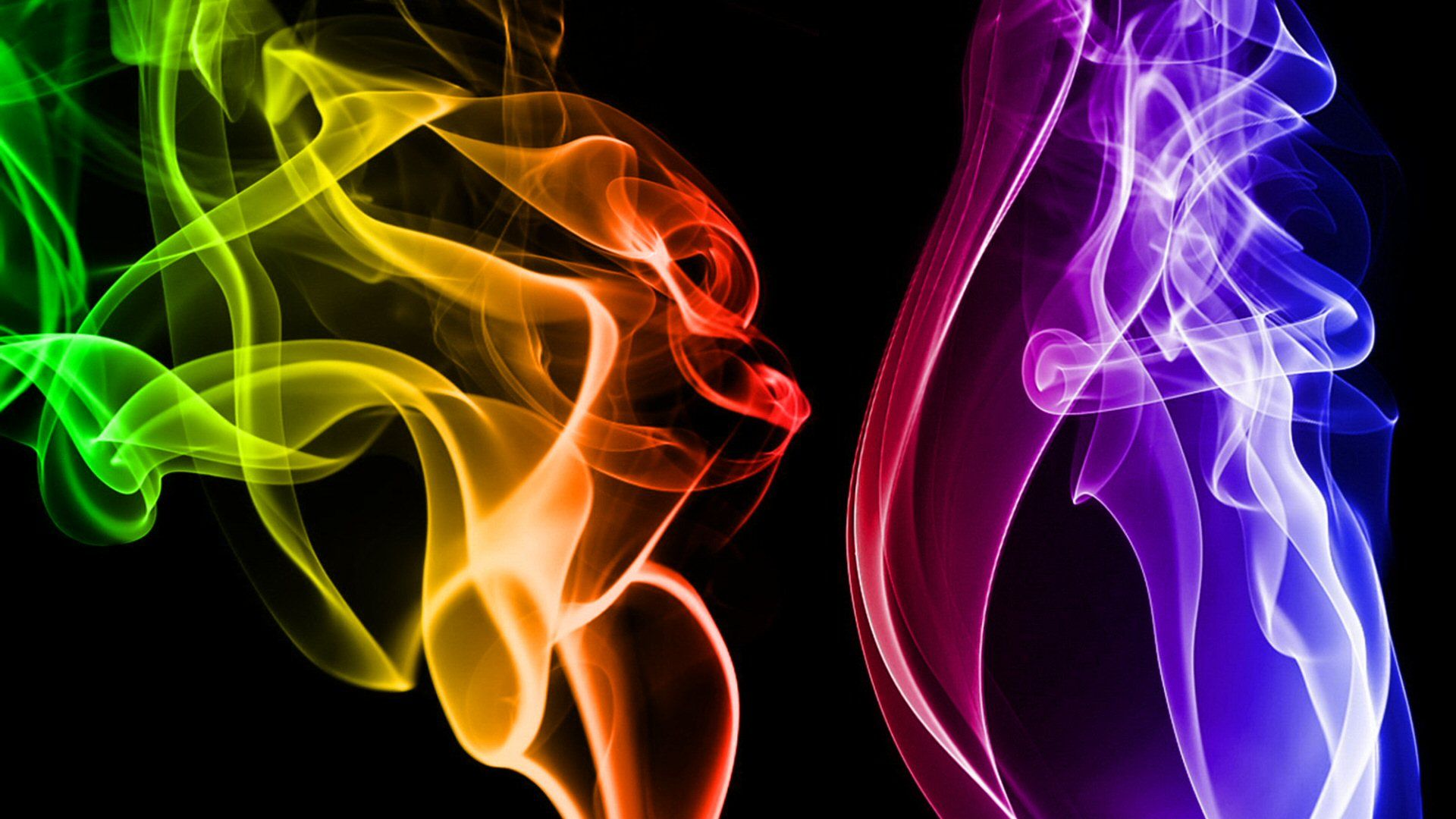 Fumo colorato astratto su nero, 1920x1080 Full HD, PC Desktop