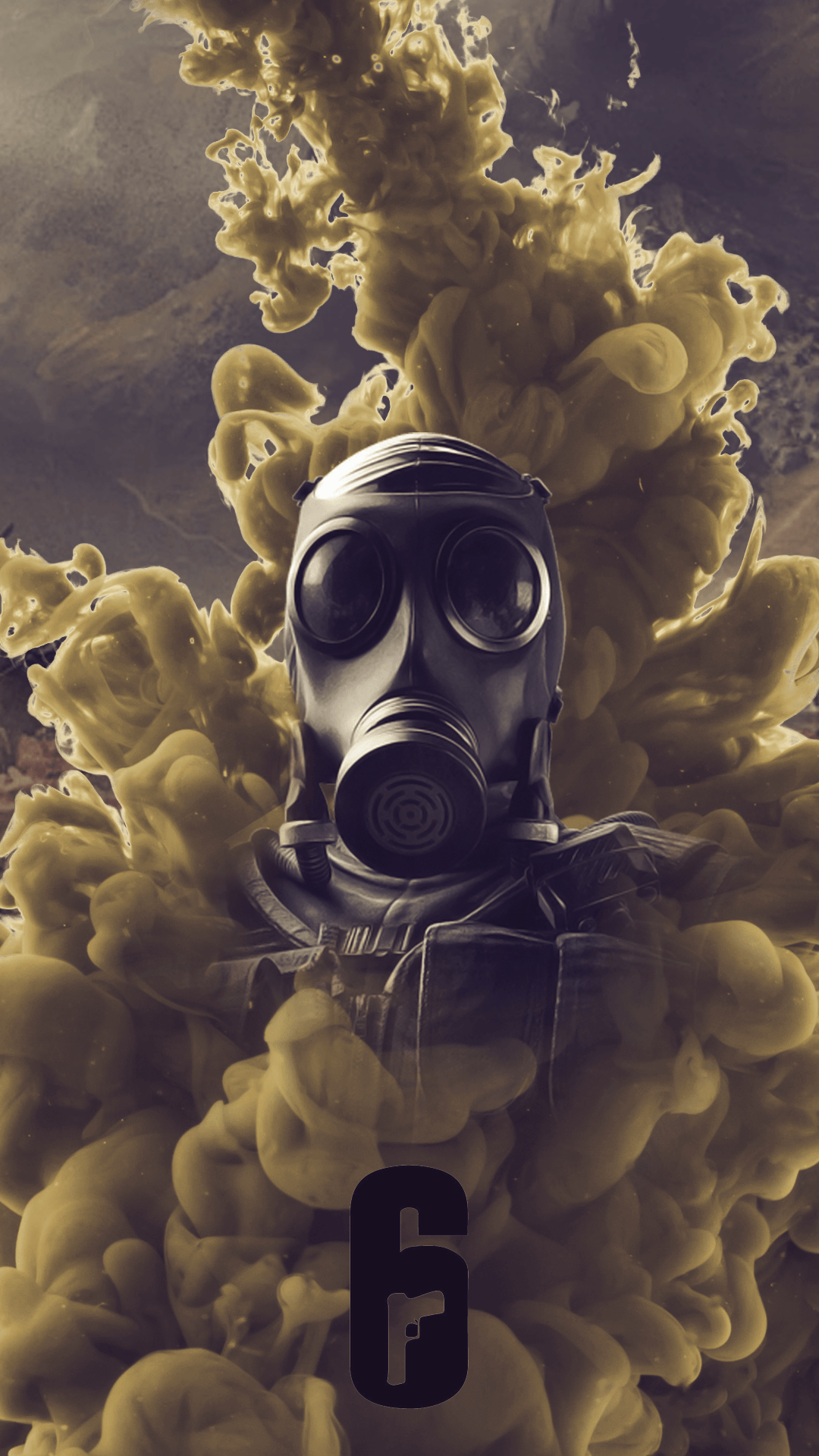 Maschera antigas fumo giallo Rainbow Six, 1080x1920 Full HD Verticale, Smartphone