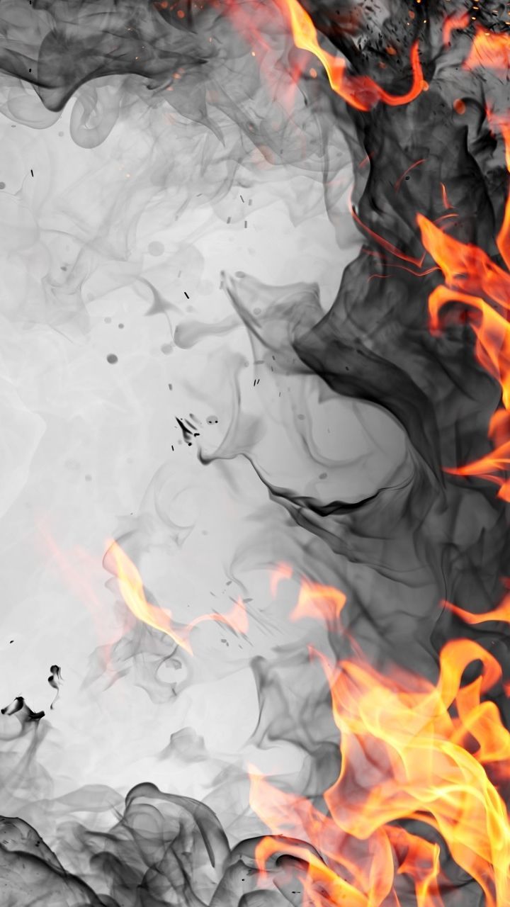 Fumo grigio e fiamme arancioni, 720x1280 Verticale, Telefono