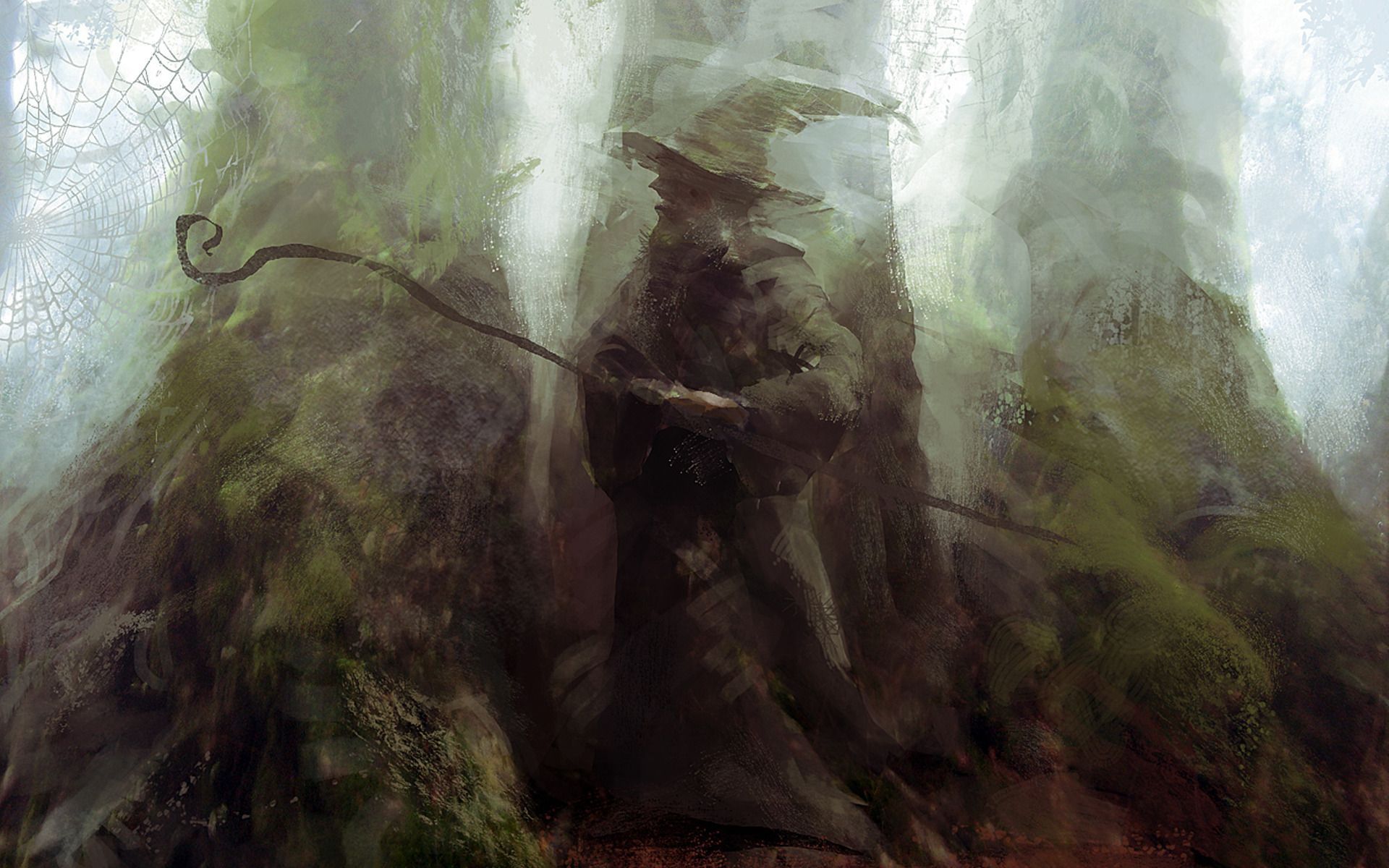 Mago con bastone nella foresta, 1920x1200 WUXGA, PC