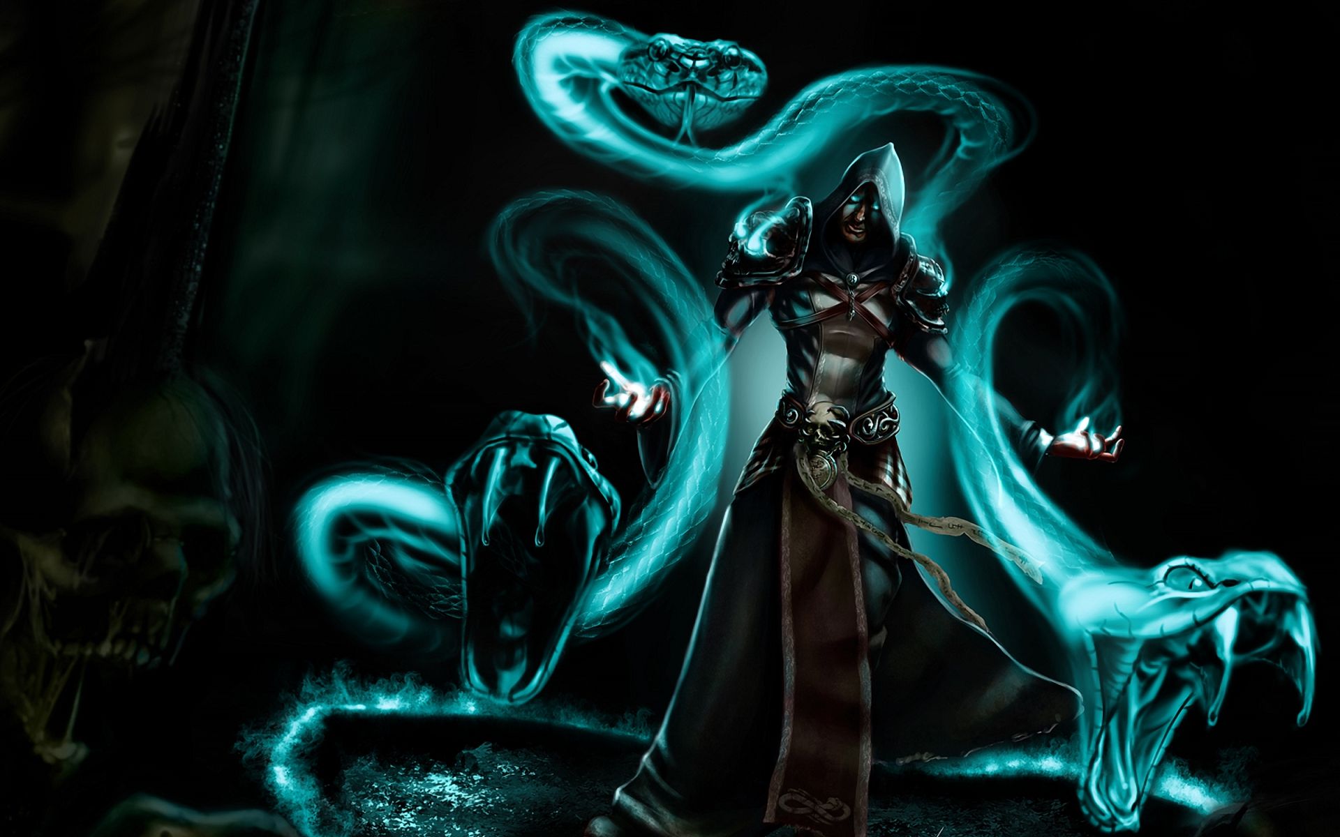 Mago con serpenti spettrali blu, 1920x1200 Full HD+ WUXGA, Desktop