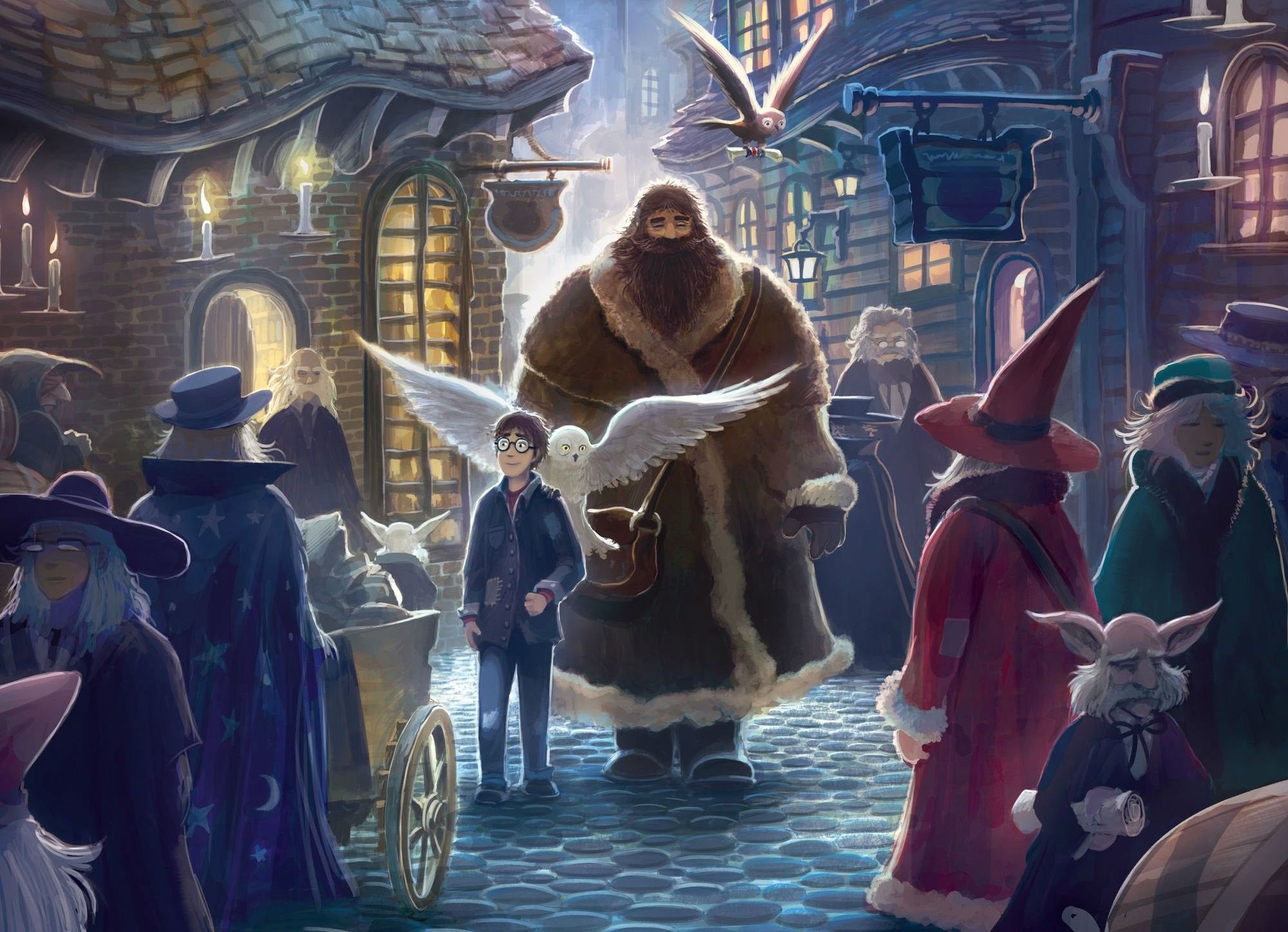 Harry Potter Diagon Alley illustrazione, J.K. Rowling, 2000x1448 2K, Monitor Gaming