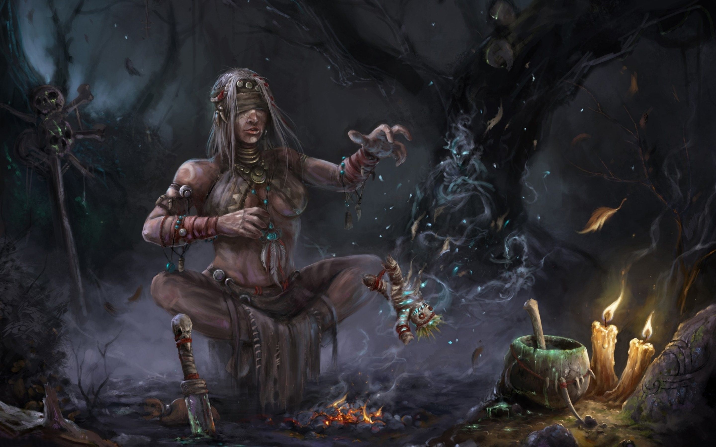 Strega maga con teschi, 2880x1800 2K, PC