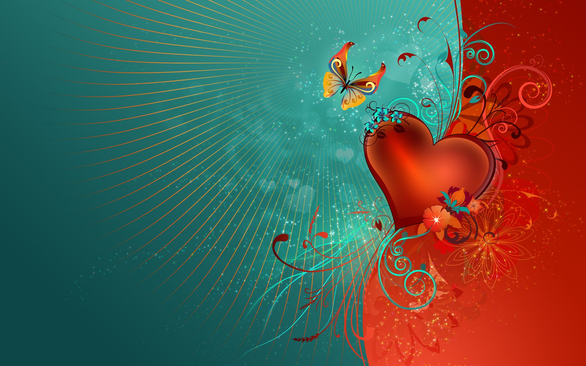 Cuore rosso con farfalla, 1920x1200 Full HD+ WUXGA, PC Desktop