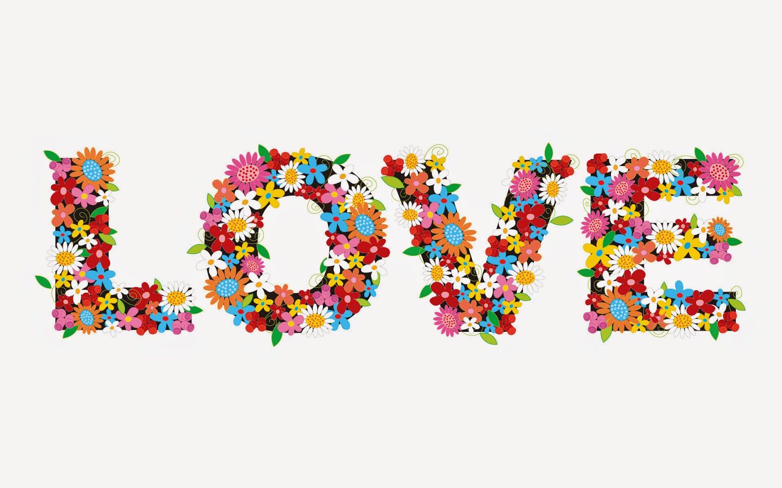 Scritta LOVE di fiori colorati, 1600x1000 HD, Desktop