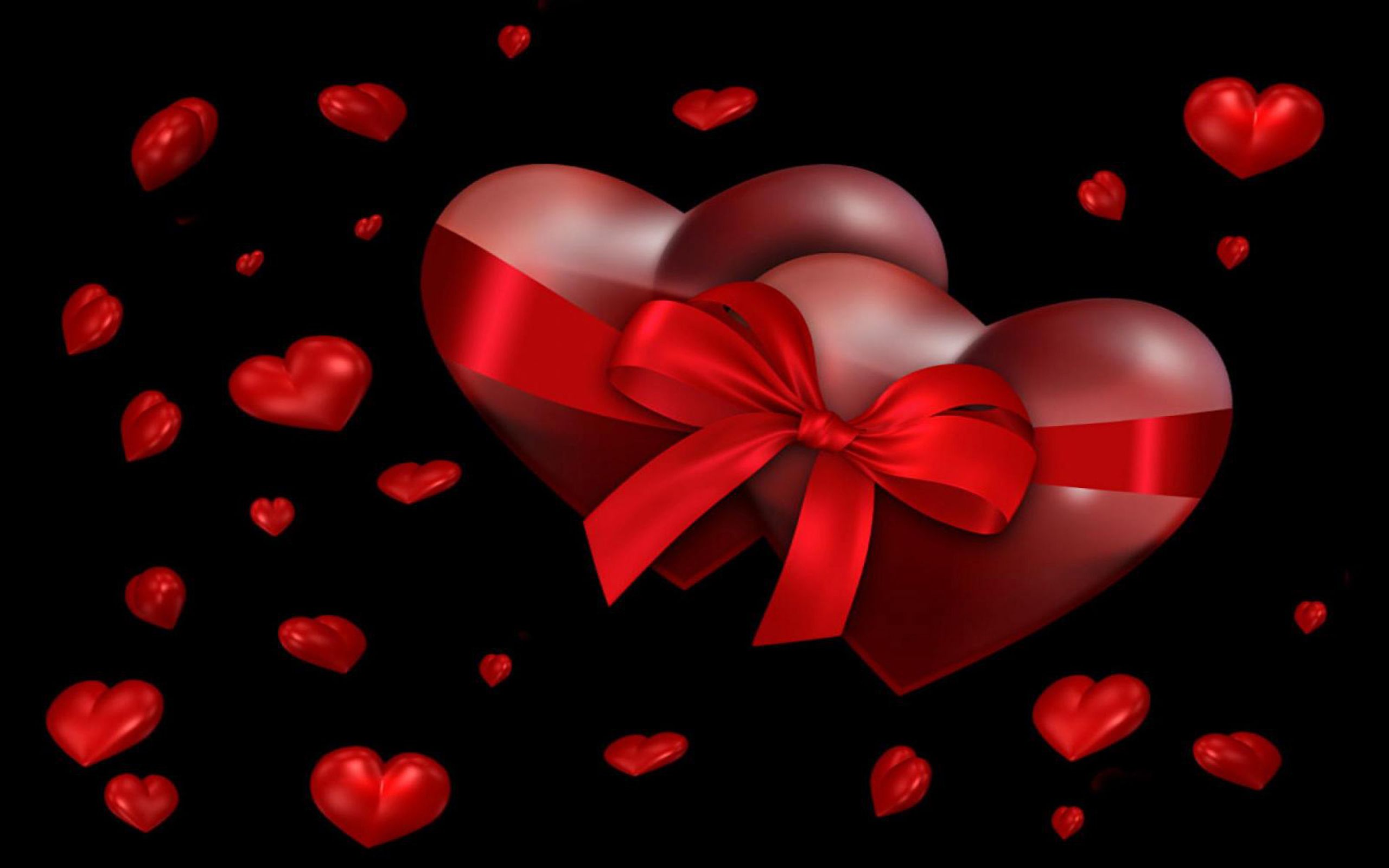 Cuori rossi con fiocco, 2560x1600 2K, Desktop