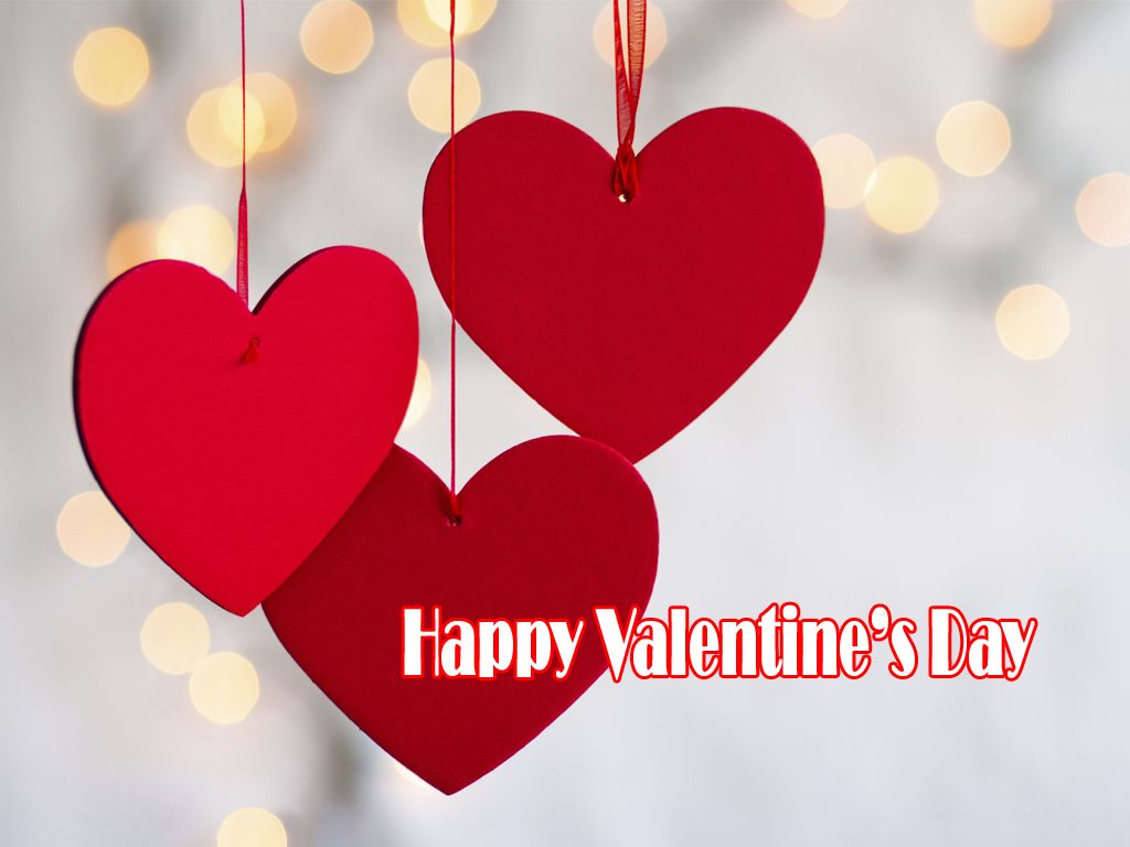 Cuori rossi appesi San Valentino, 1024x768 HD, Monitor Gaming