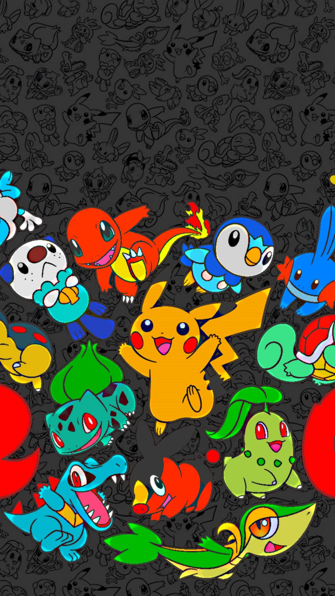 Gruppo personaggi Pokémon colorati, 1080x1920 Full HD Verticale, Smartphone