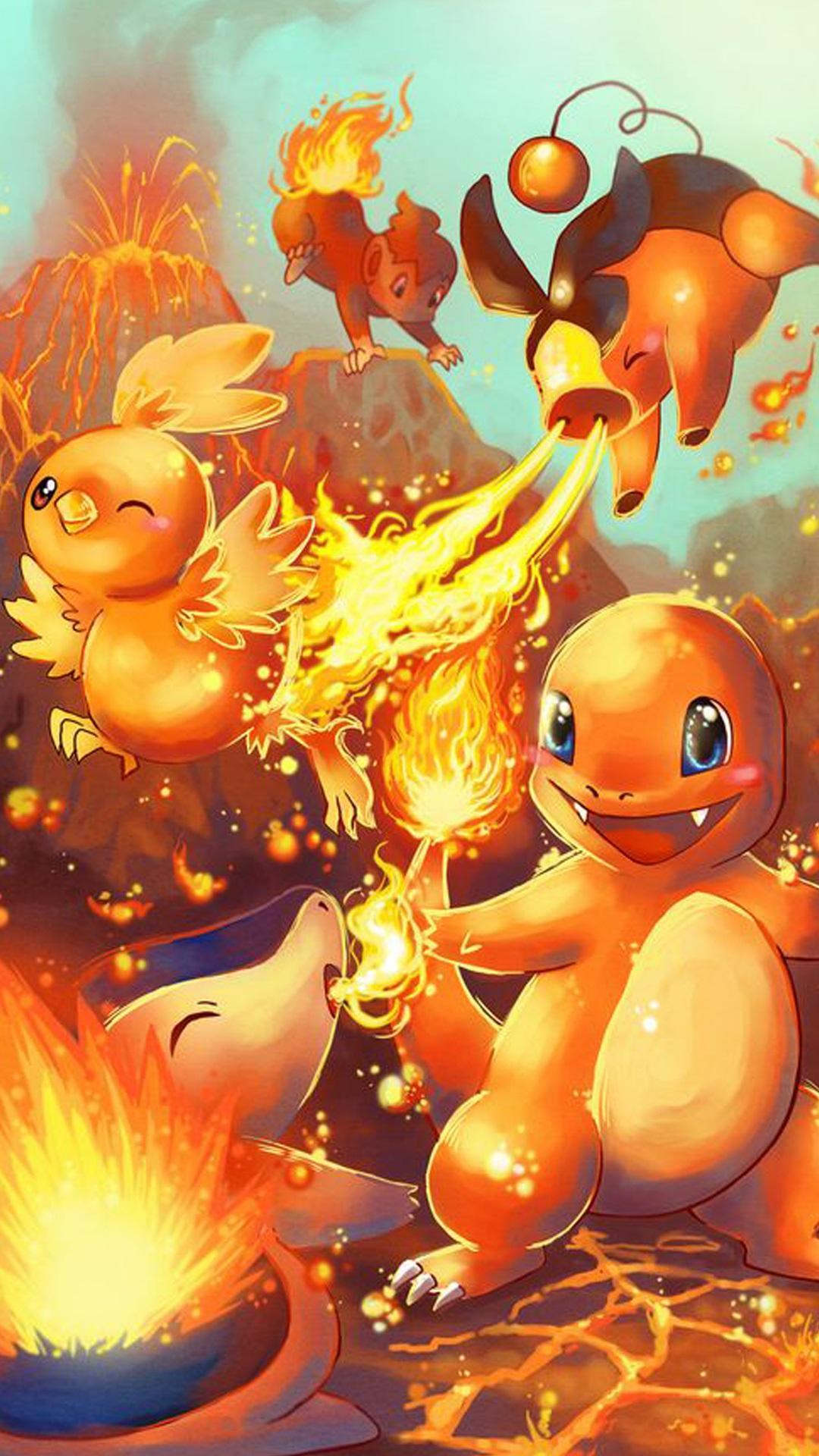 Pokémon tipo fuoco arancioni, 1080x1920 Full HD Verticale, iPhone