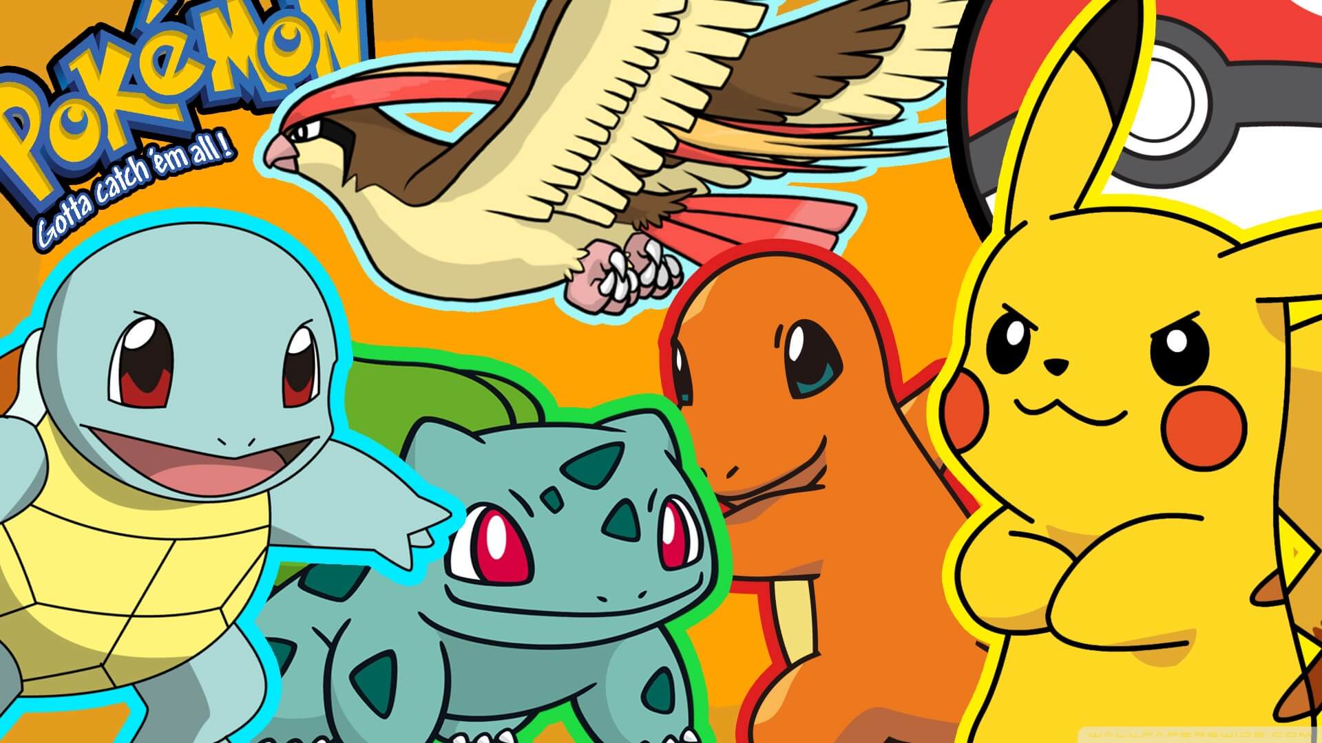 Pikachu Charmander Bulbasaur Squirtle, Pokémon, 1920x1080 Full HD 1080p, Laptop