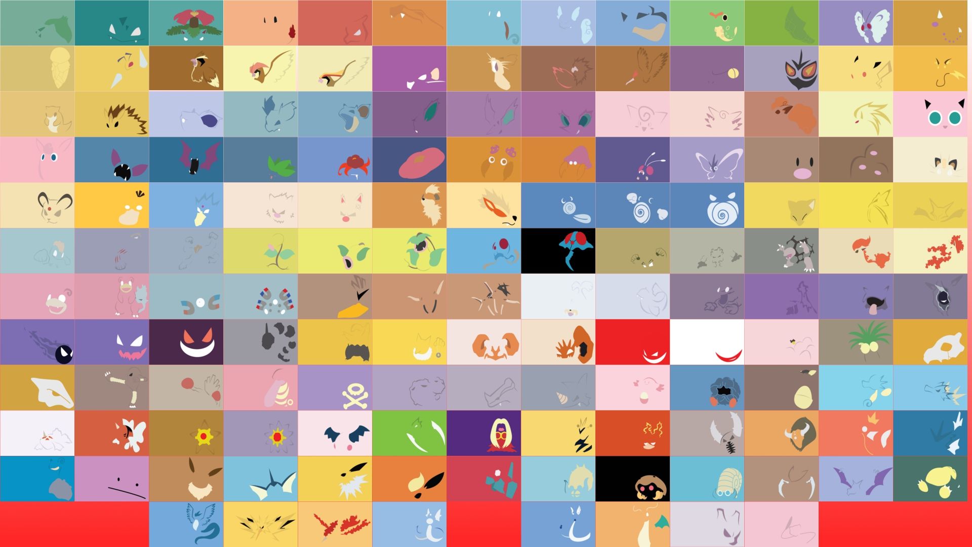 Griglia colorata Pokémon minimalisti, 1920x1080 Full HD, Laptop