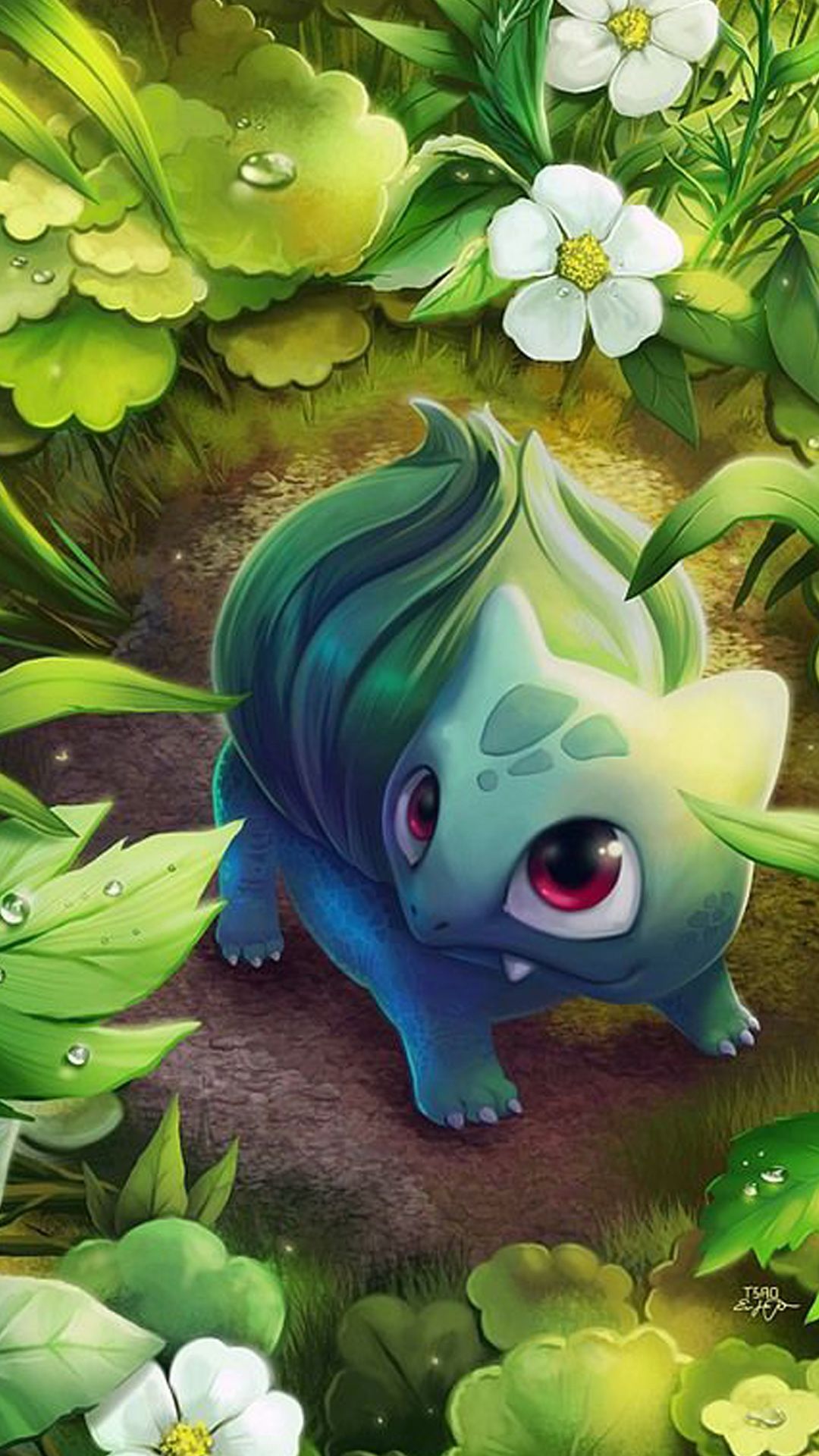 Bulbasaur tra foglie verdi, 1080x1920 Full HD Verticale, Smartphone