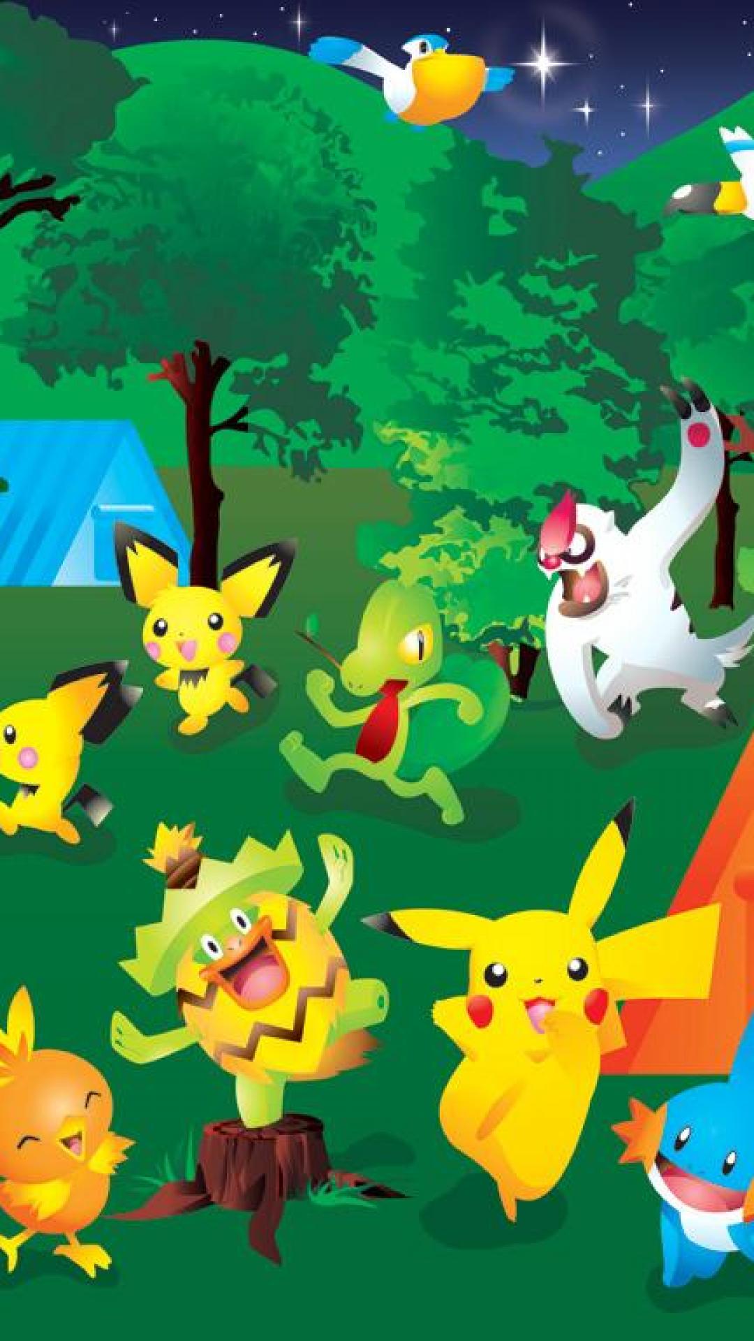 Pokémon nella foresta notturna, 1080x1920 Full HD Verticale, iPhone