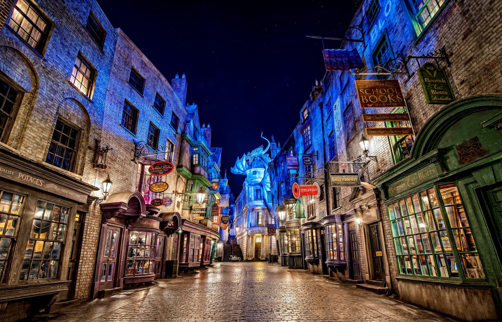 Diagon Alley Universal Studios notte, 2048x1312 Hi-Res, Monitor Gaming