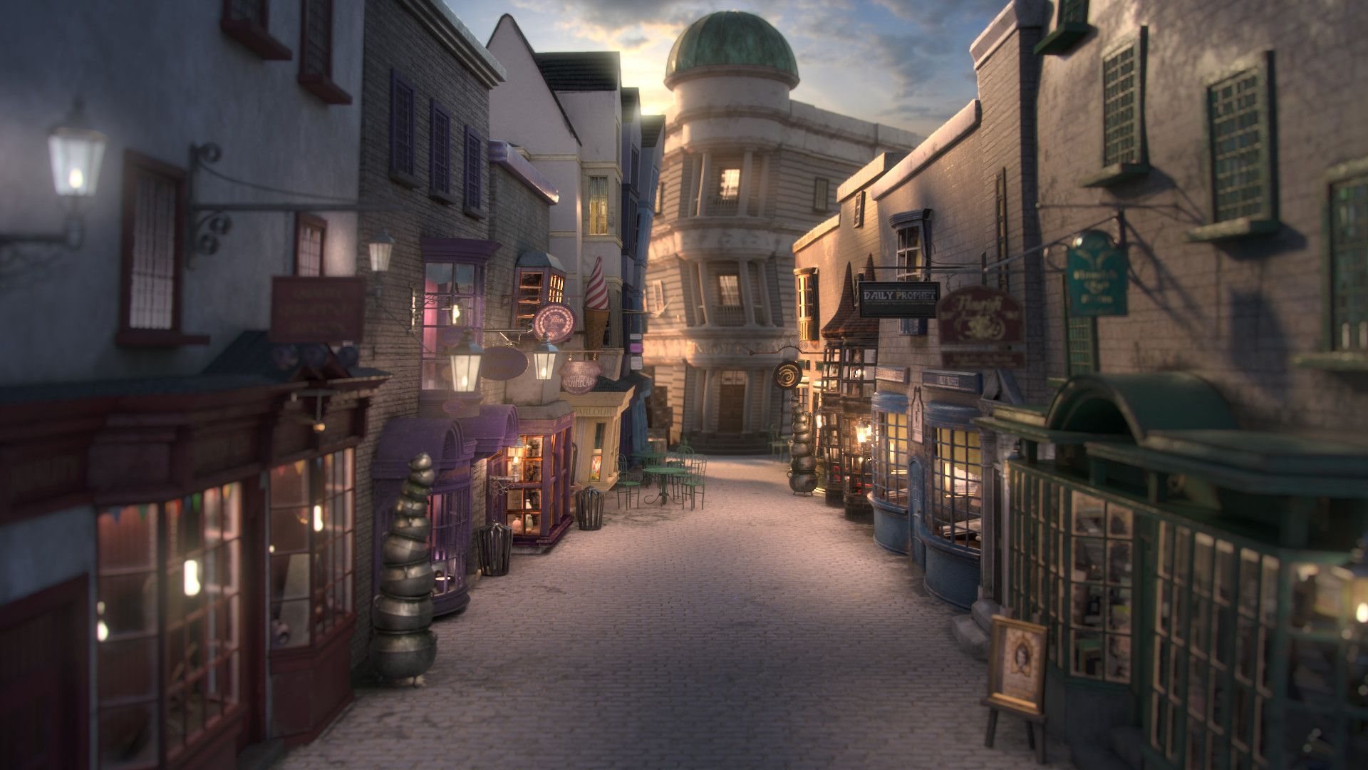Diagon Alley, strada magica illuminata, 1920x1080 1080p, Desktop