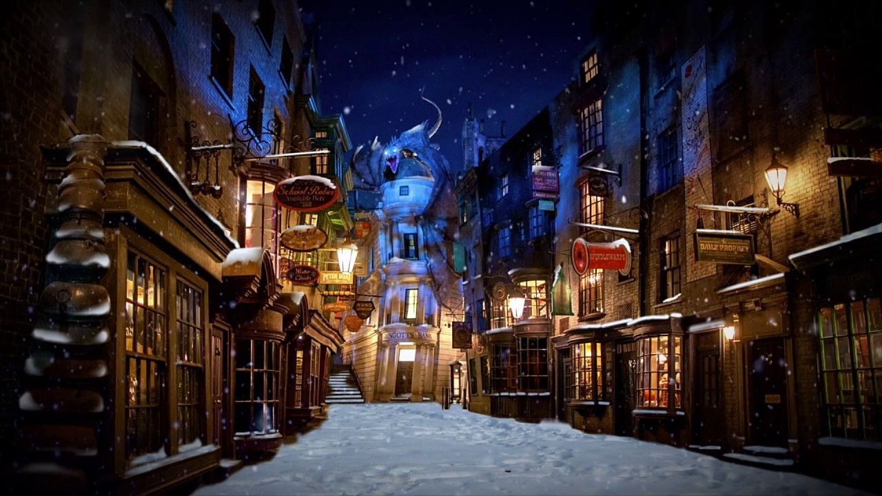 Diagon Alley innevato notturno, 1280x720 720p, iMac