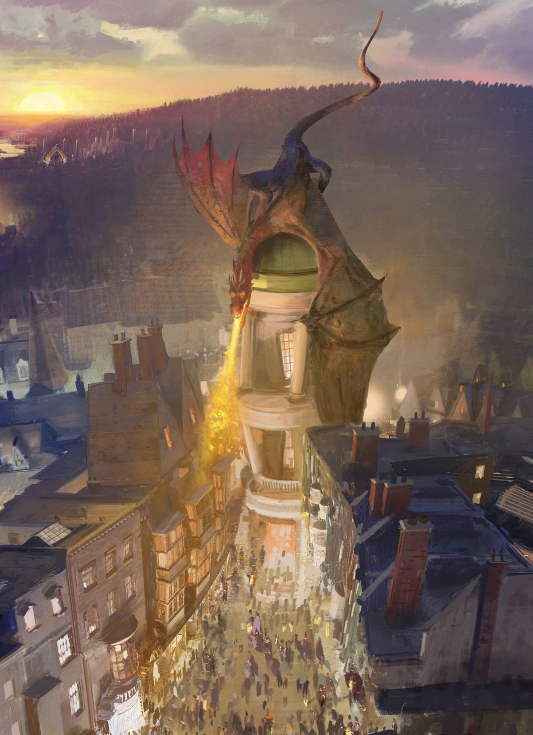 Diagon Alley con drago Gringott's, 1068x1472 Verticale, iPhone Pro