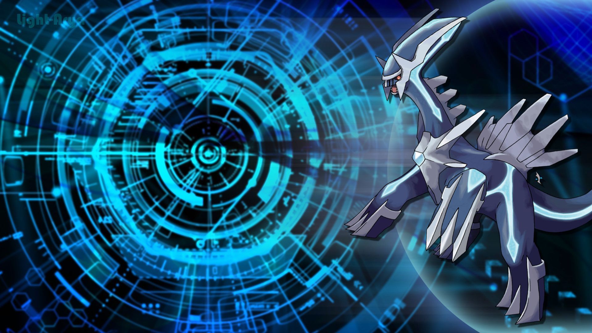 Dialga Pokemon sfondo blu tecnologico, Nintendo, 1920x1080 Full HD, Laptop