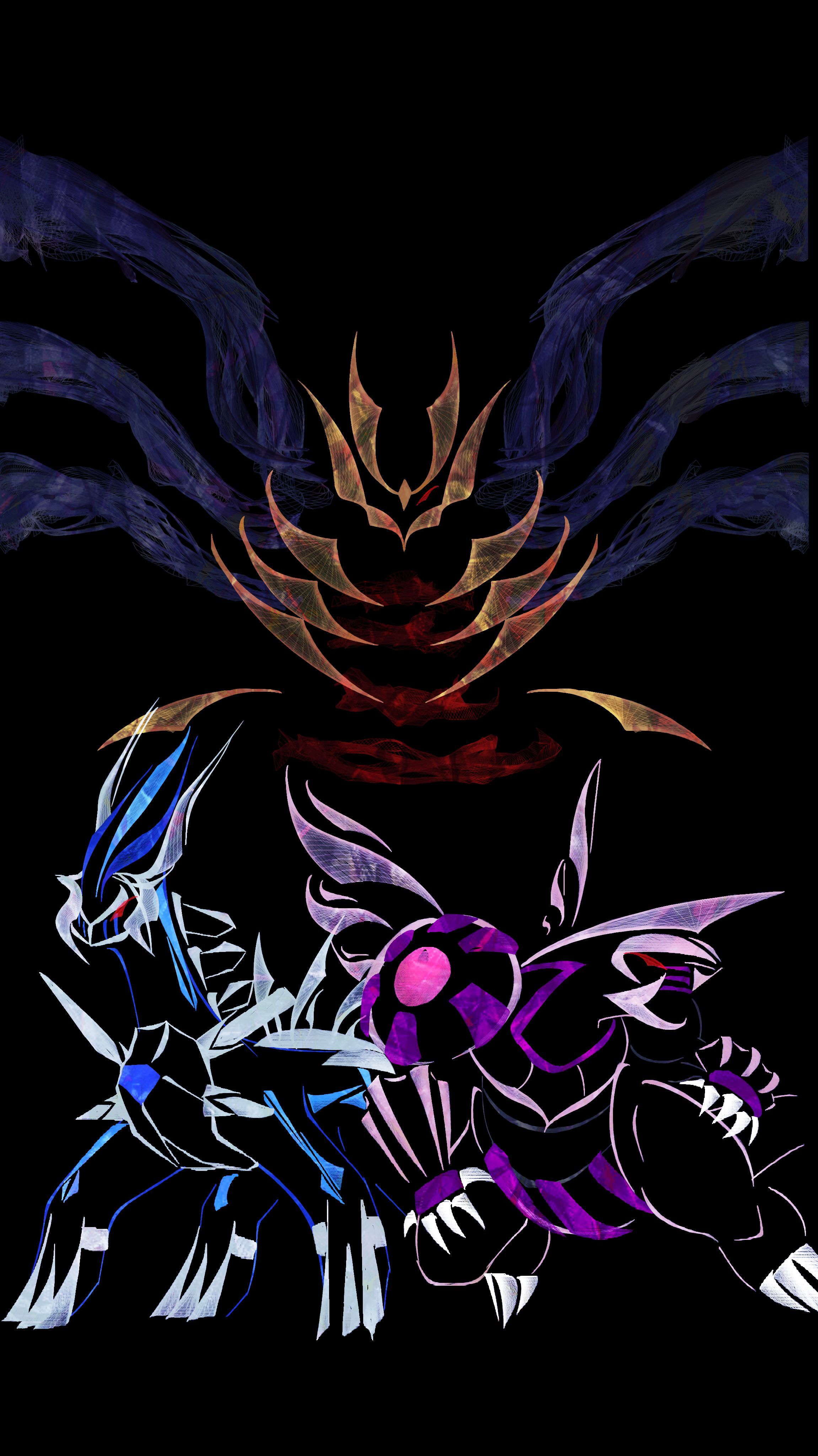 Dialga Palkia Giratina Pokemon, 2302x4096 Verticale, Mobile