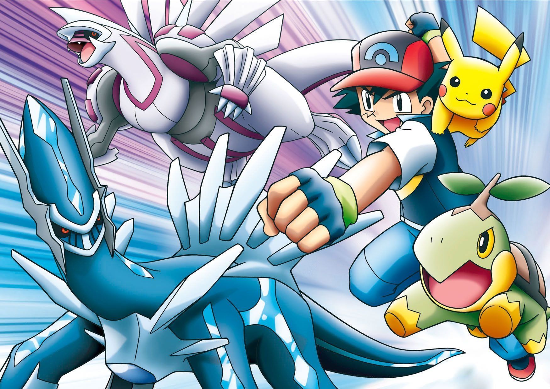 Dialga Palkia Ash Pikachu, Pokémon, 1749x1239 900p, Desktop
