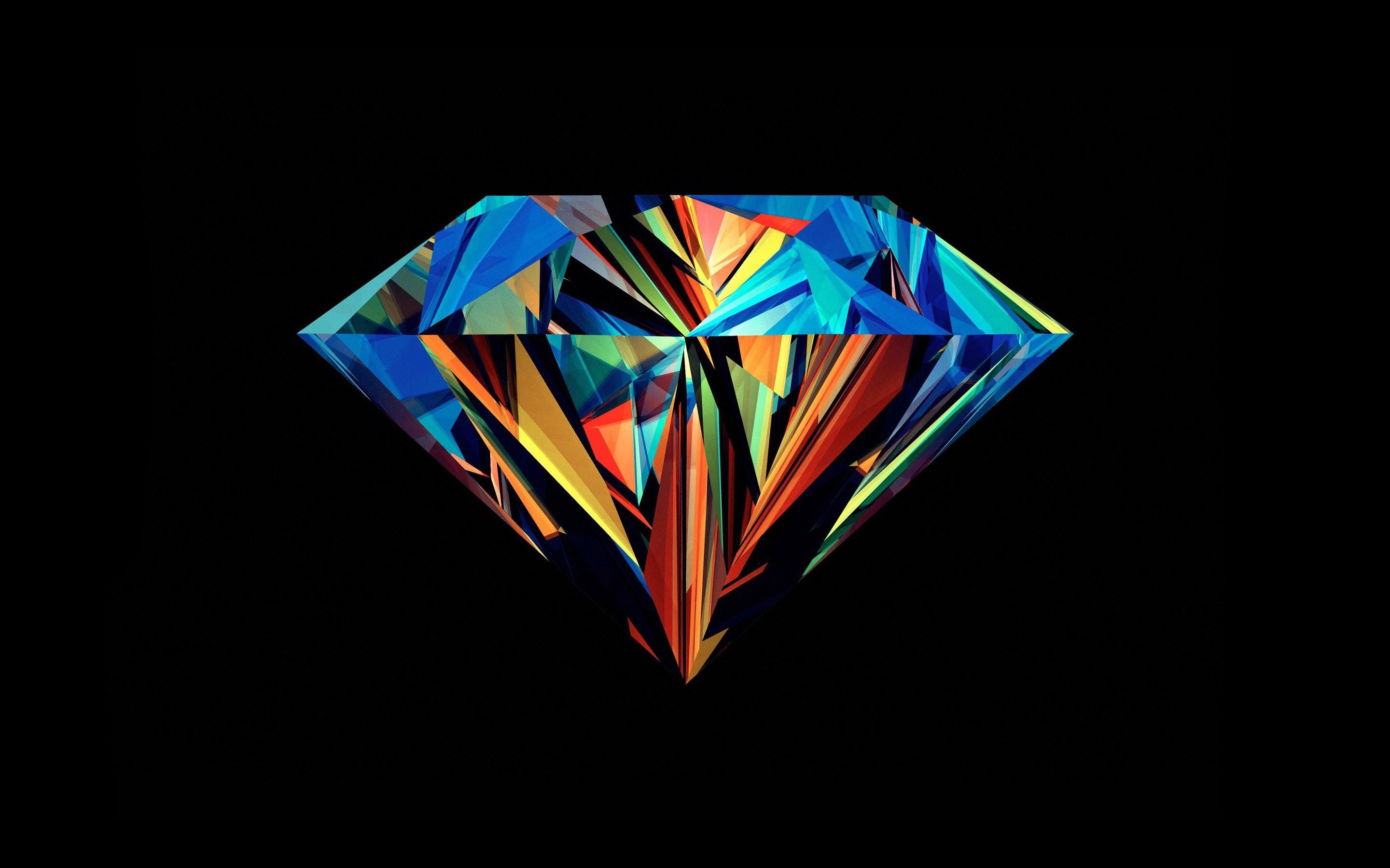 Diamante astratto colorato sfondo nero, 2880x1800 2K+, Desktop