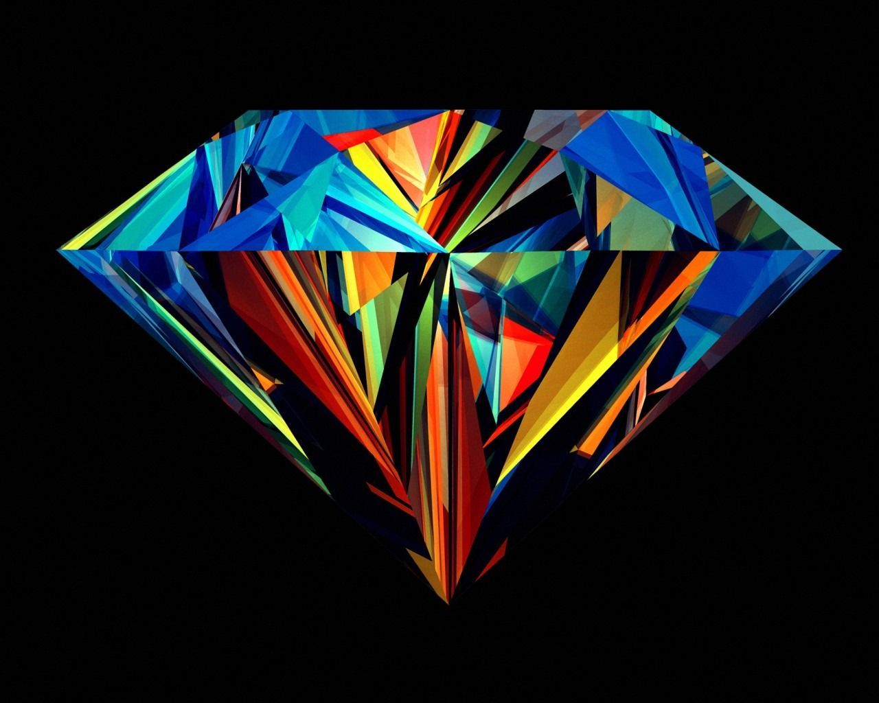 Diamante astratto multicolore su nero, 1280x1024 720p, Laptop