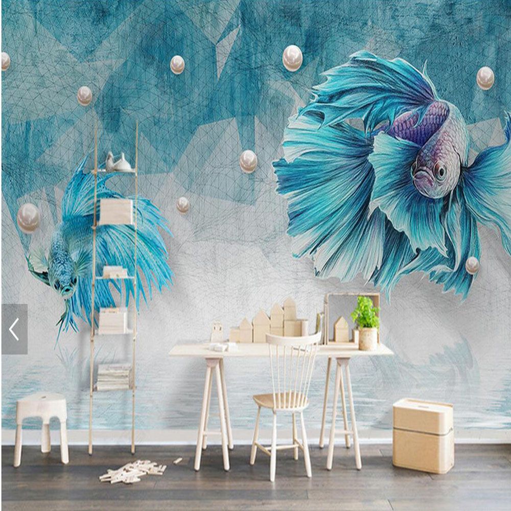 Pesci betta blu acquerello, 1000x1000 HD, Laptop