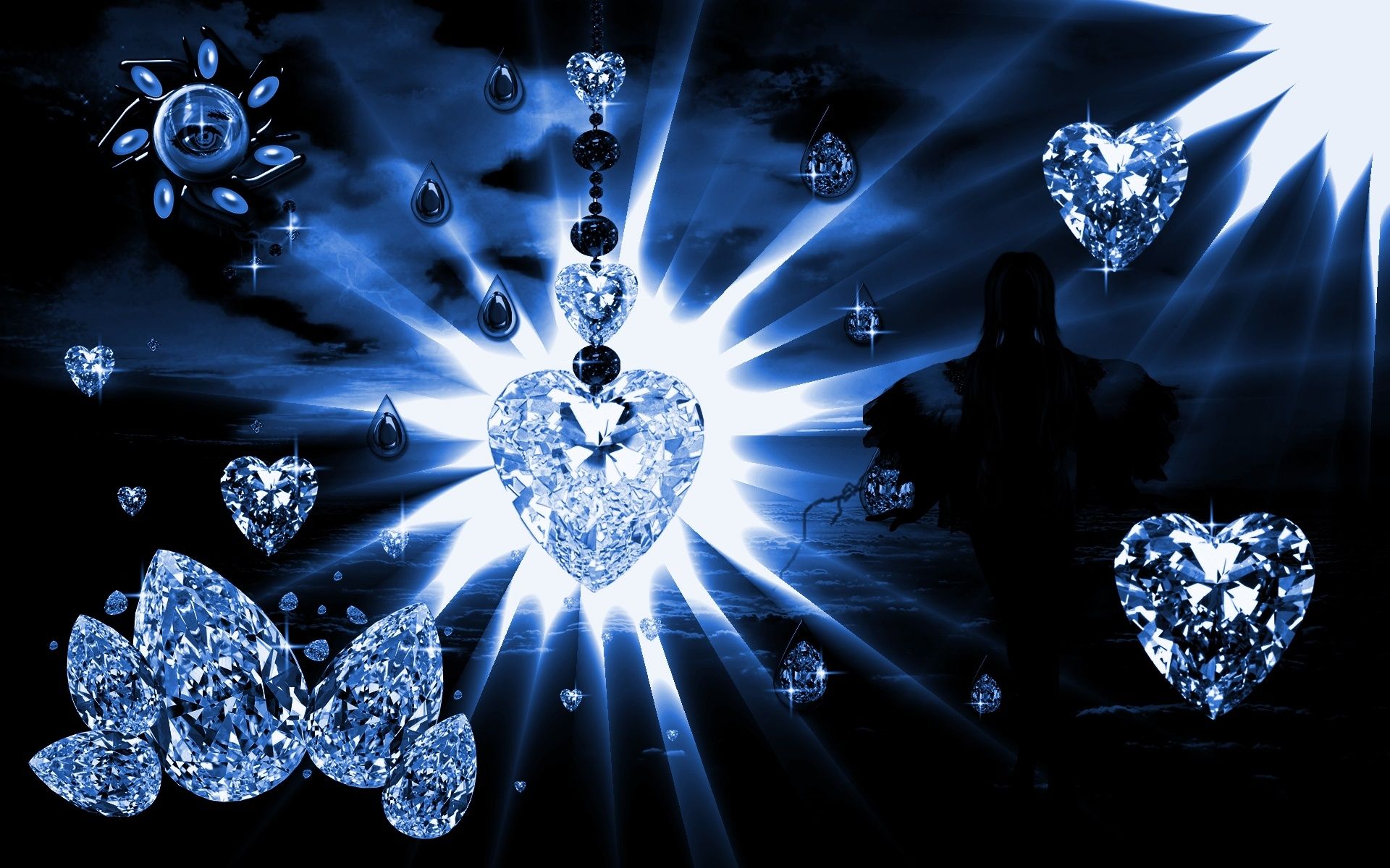 Cuore diamanti rosa, 2048x1152 alta risoluzione, Desktop