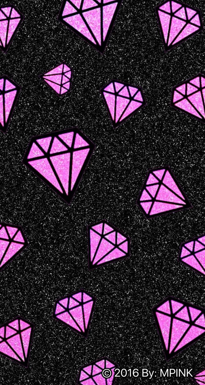 Diamanti rosa su nero, 713x1334 Verticale, Android