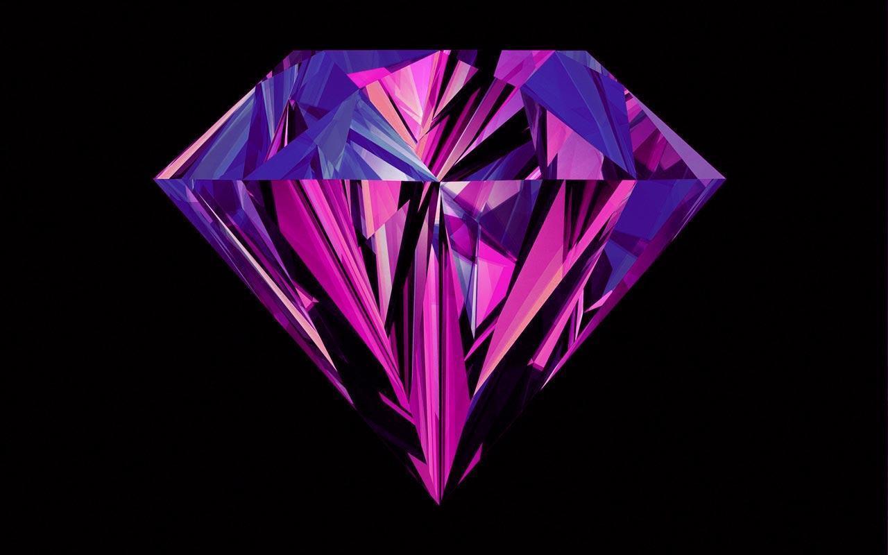 Diamante rosa viola sfondo nero, 1280x800 720p, PC