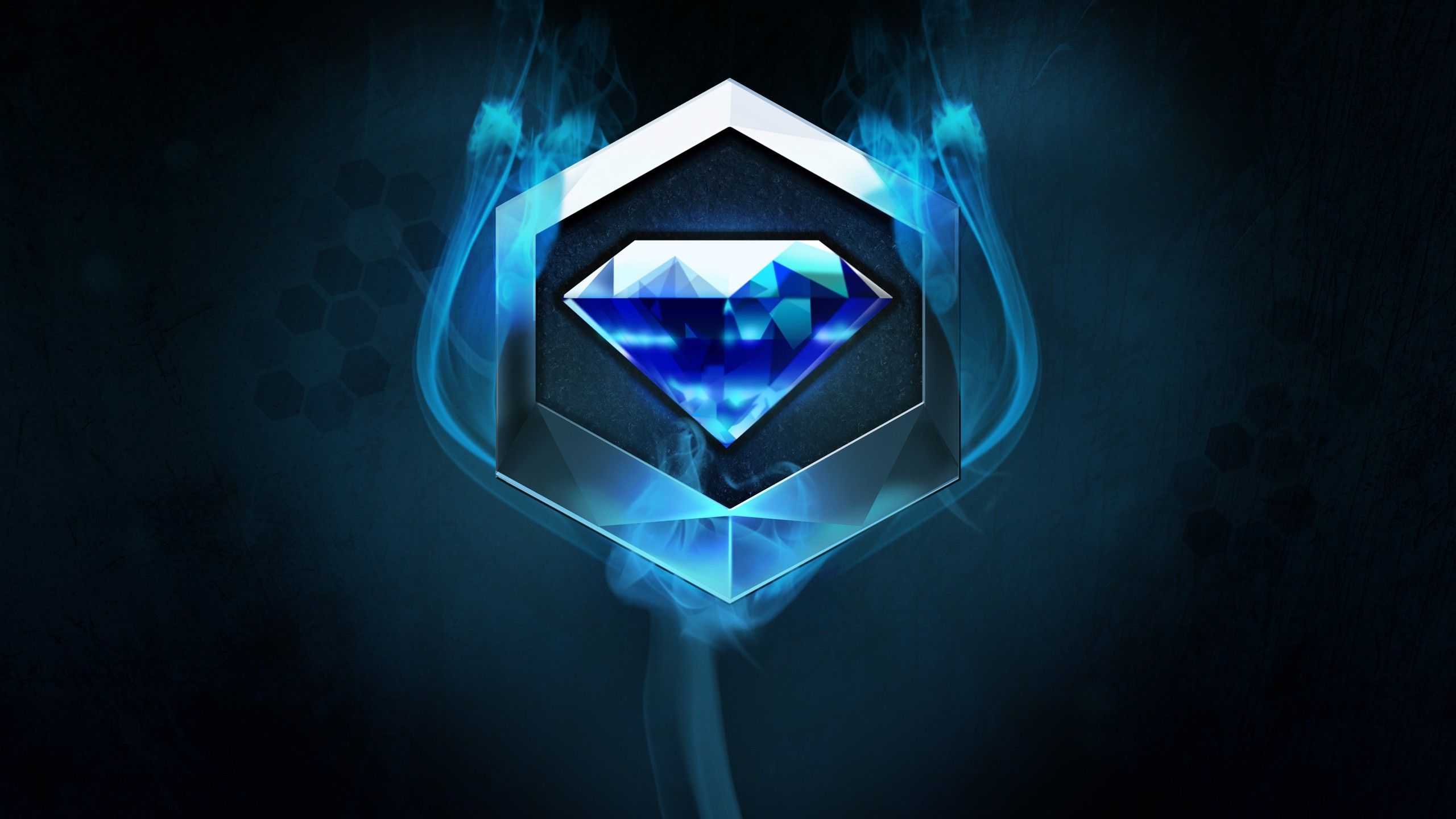 Diamante blu esagono luminoso, 2560x1440 2K QHD, PC