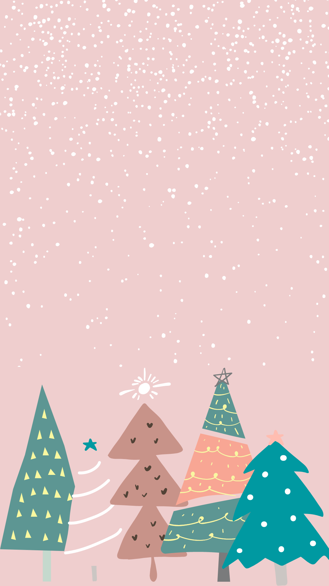 Alberi di Natale rosa pastello, 1080x1920 Verticale, Telefono
