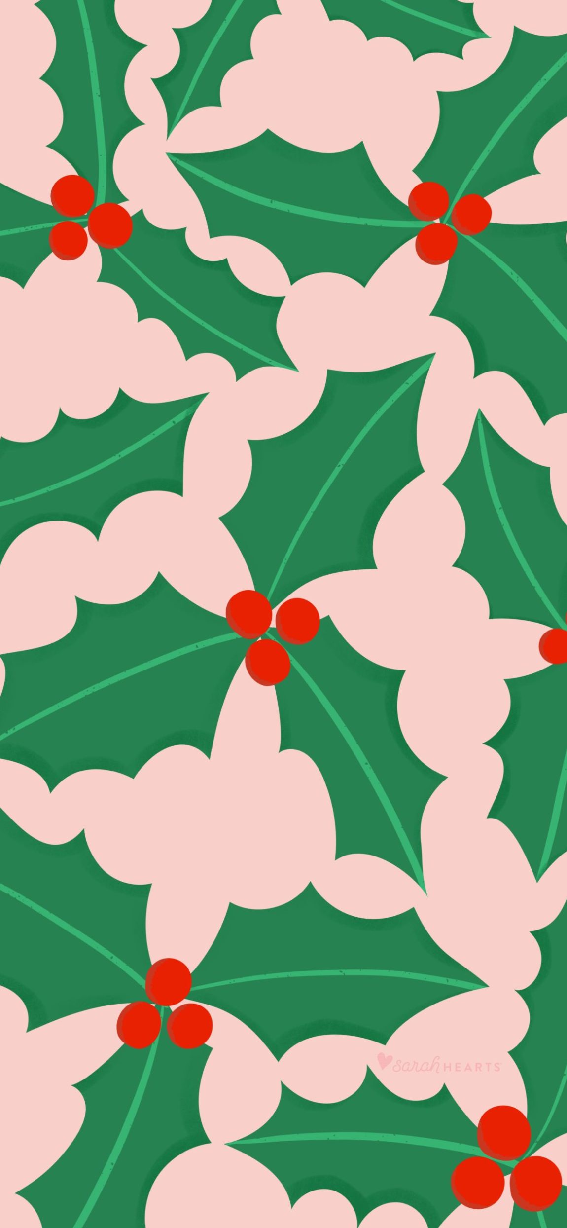 Agrifoglio pattern verde rosa, 1150x2489 Verticale, Mobile