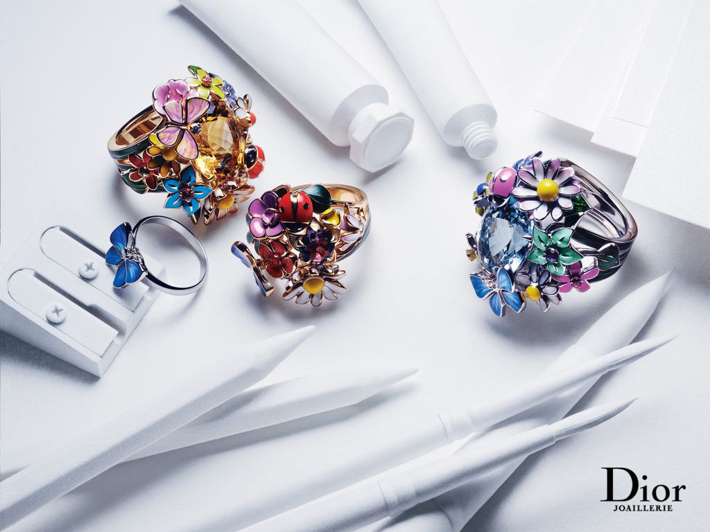 Anelli gioielli Dior colorati, 1024x768 HD, PC