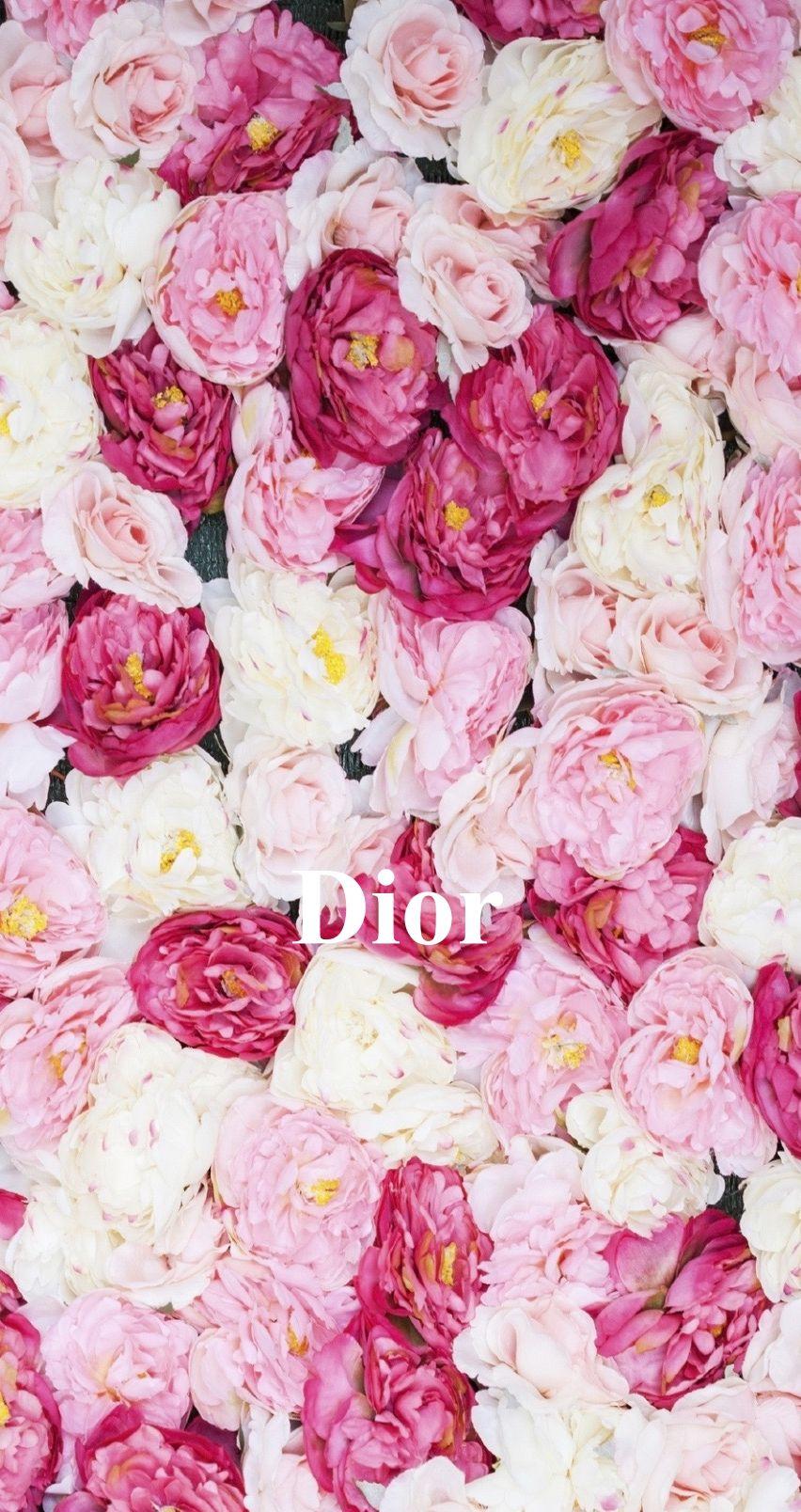 Fiori rosa e bianchi, logo Dior, 852x1608 Verticale, Mobile